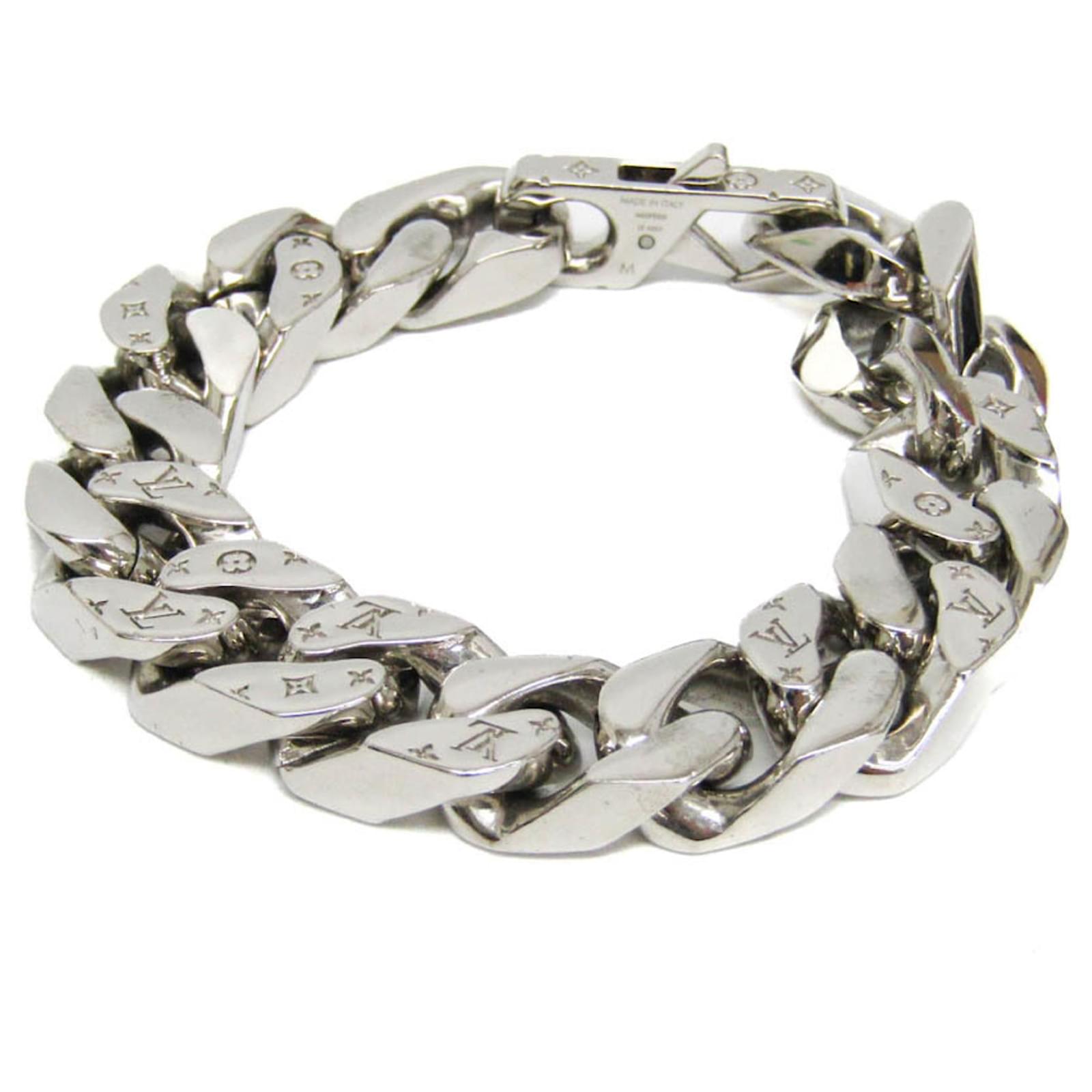 LOUIS VUITTON チェーンリンクス Louis Vuitton LV Monogram Links Chain Bracelet Silver in Silver