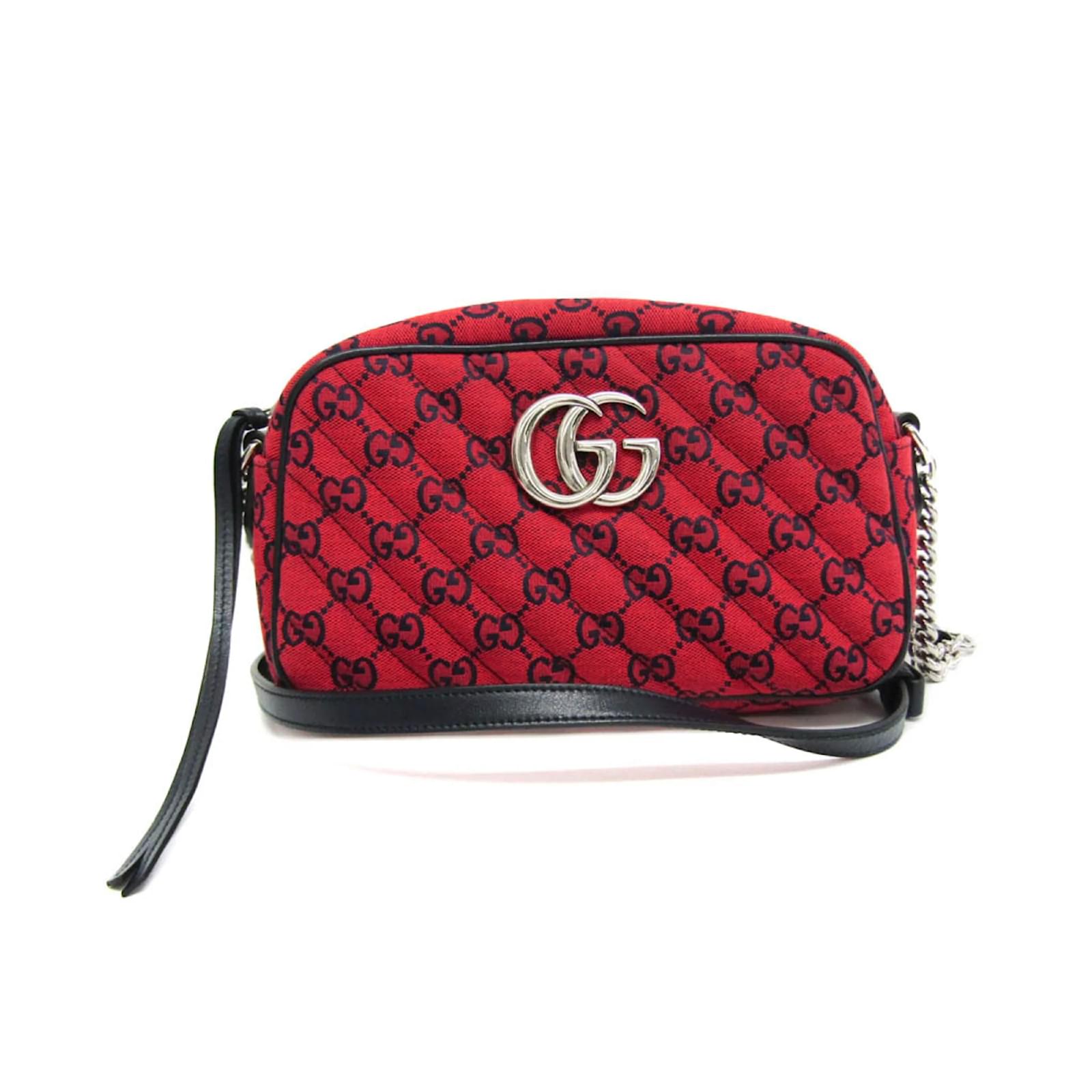 Gucci GG Marmont Limited Edition Jacquard Shoulder Bag Red Cloth