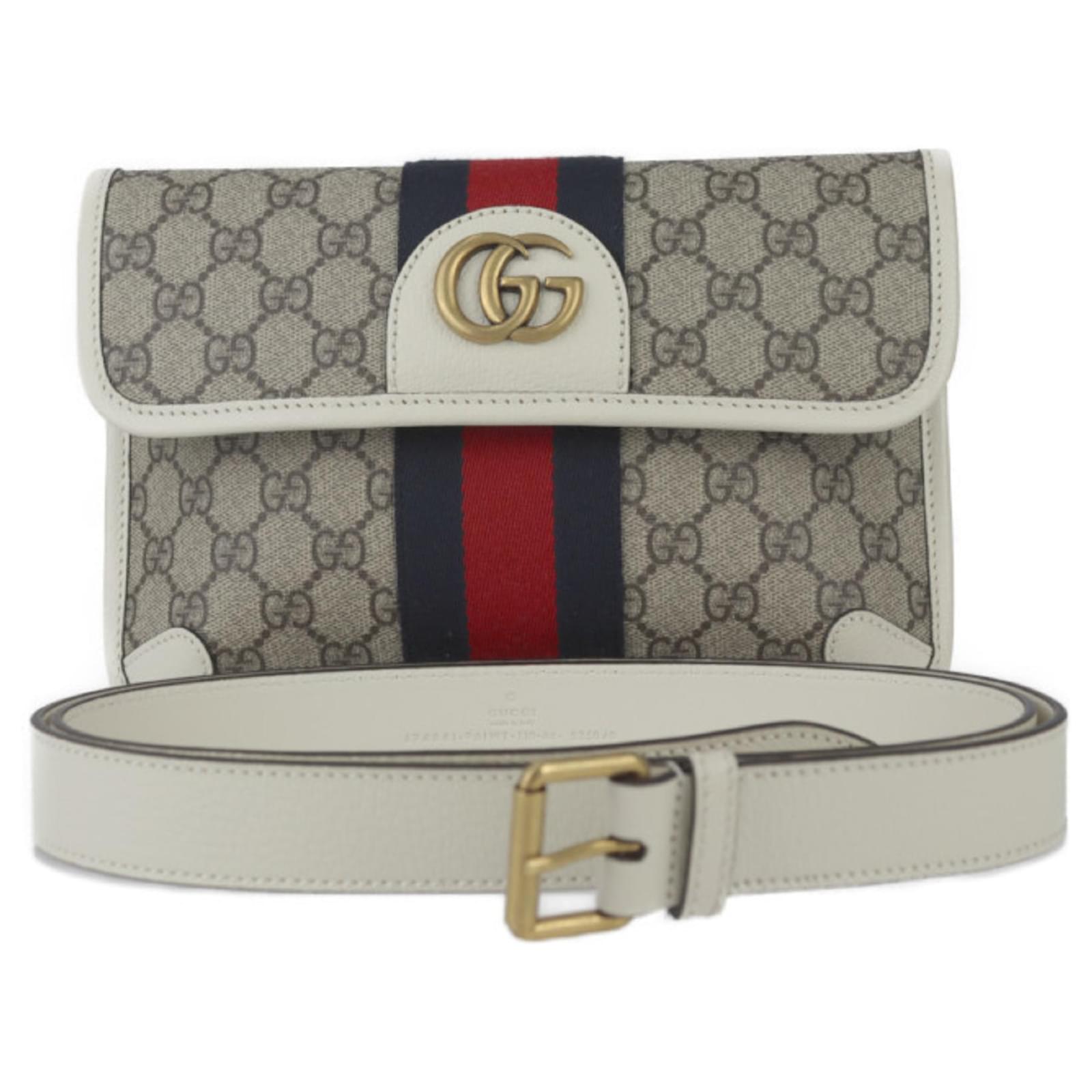 Gucci GG Small Ophidia Gürteltasche Weiß Beige Leder Leinwand ref