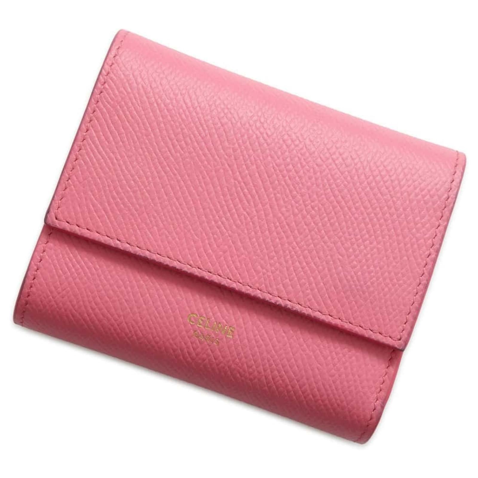 Céline Celine Tri-fold Wallet in Pink Leather Joli