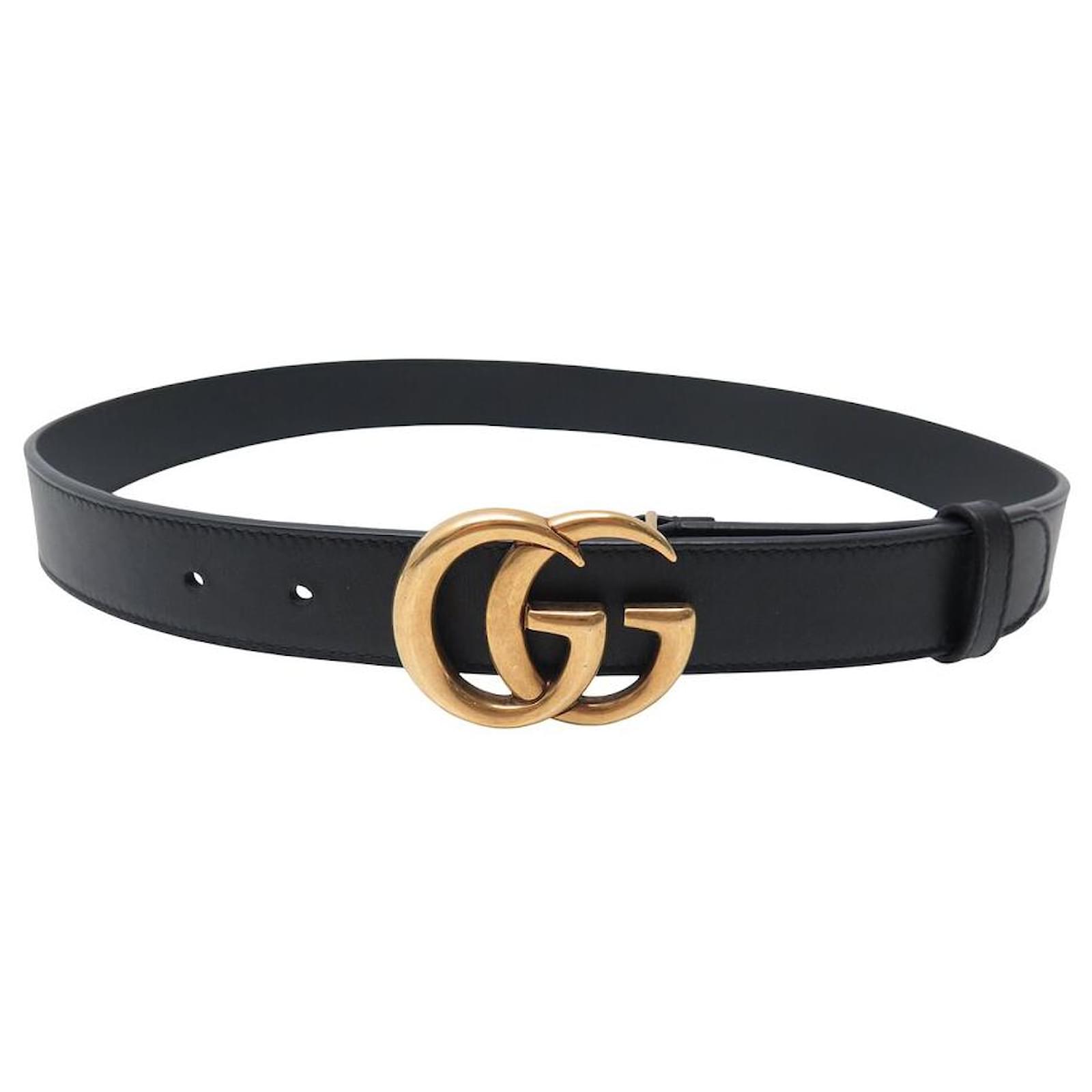 GUCCI GG MARMONT 414516 BELT SIZE 85 IN BLACK LEATHER ref.1630475 Joli Closet