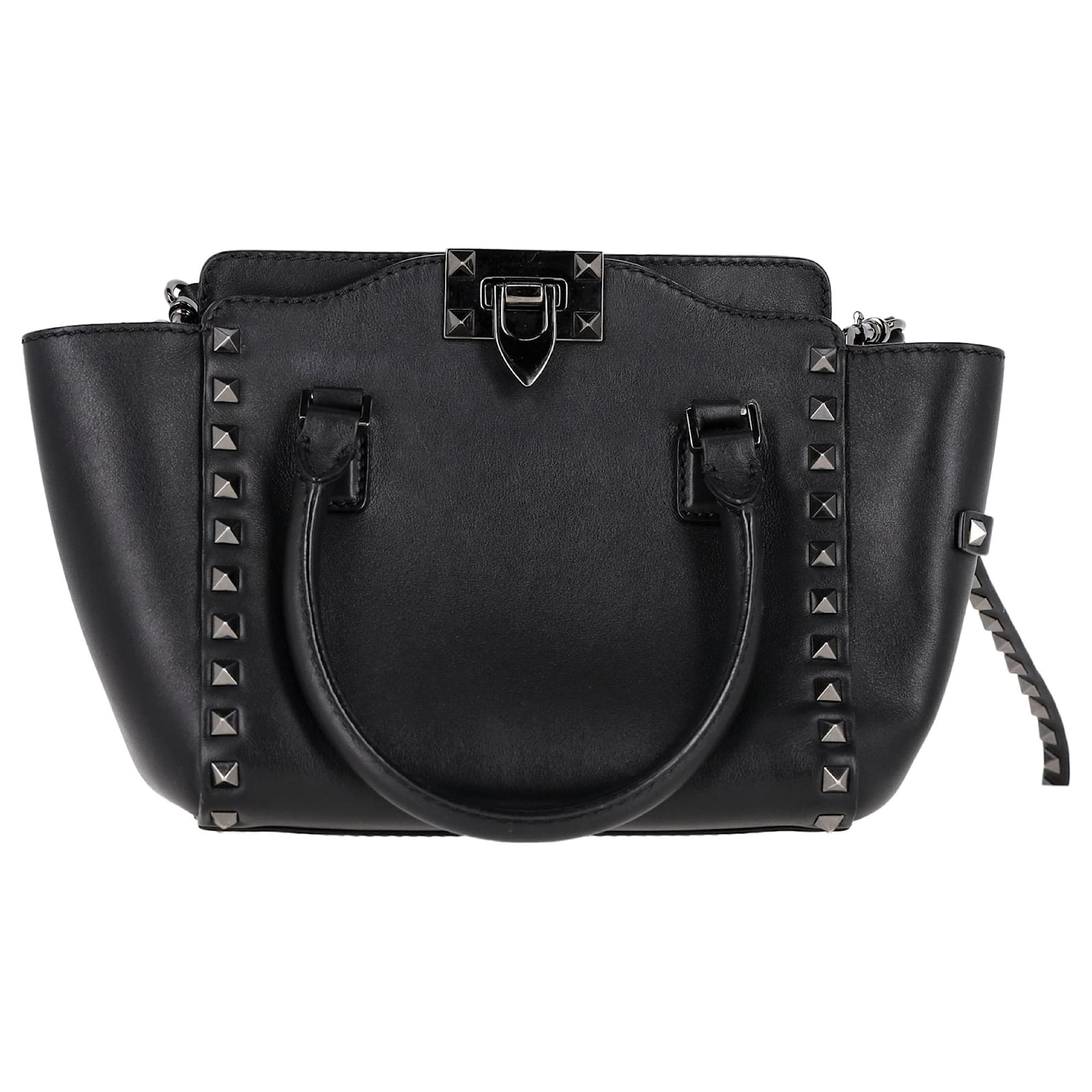 Valentino Small Rockstud Tote aus schwarzem Leder