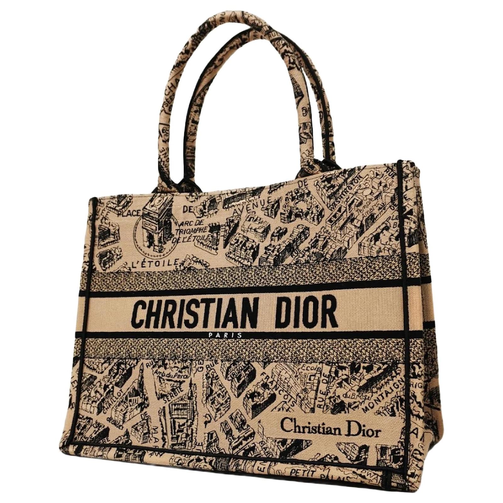 Christian Dior Tote Bag in Beige and Black Cloth ref.JC1630608