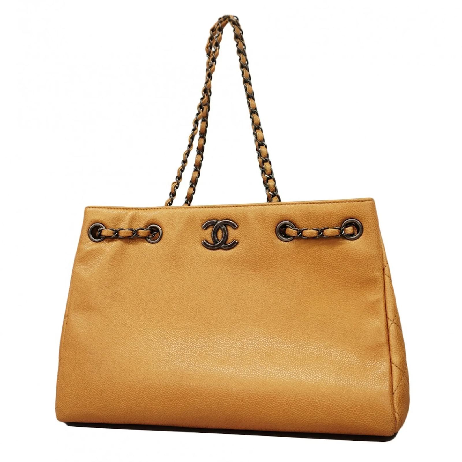 Chanel Beige Caviar Leather Shoulder Bag Joli Closet