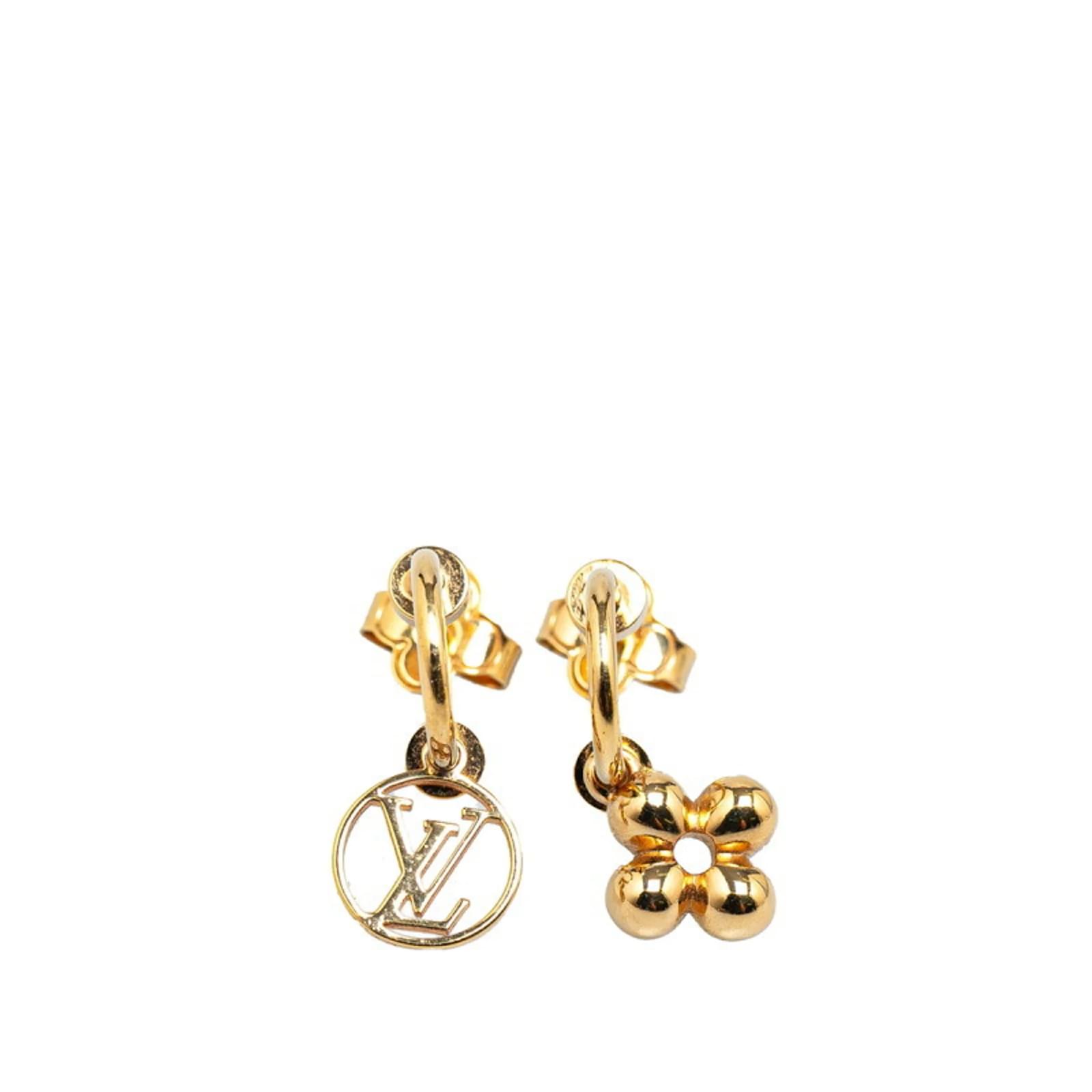 Louis Vuitton Monogram Boucle D'oreille Blooming Earrings Golden