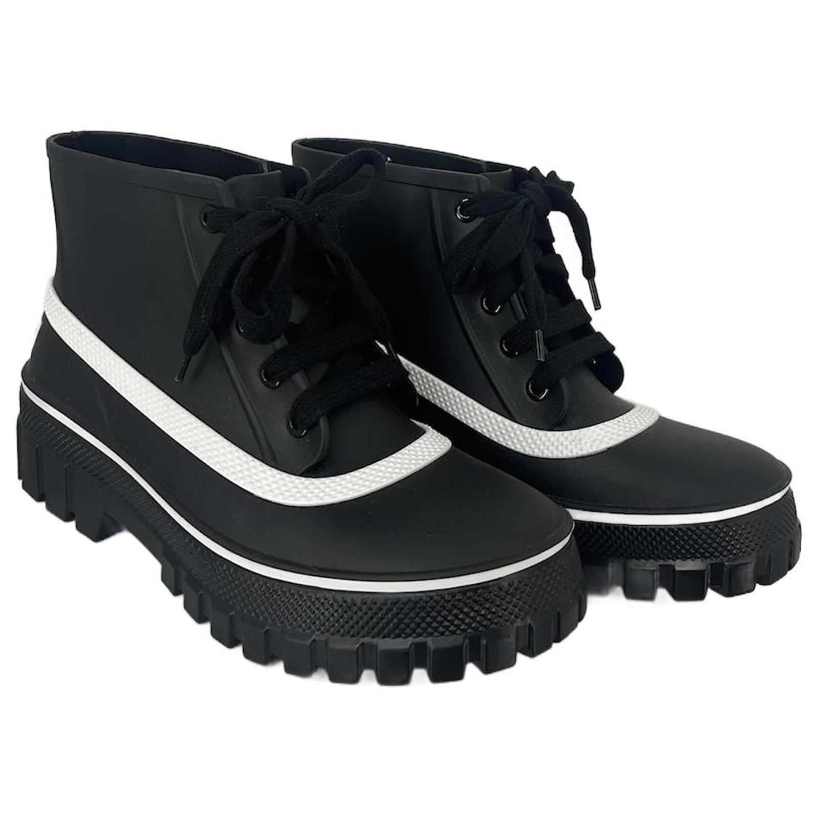 Givenchy Botas de lluvia Glaston de gelatina blanca Negro Blanco