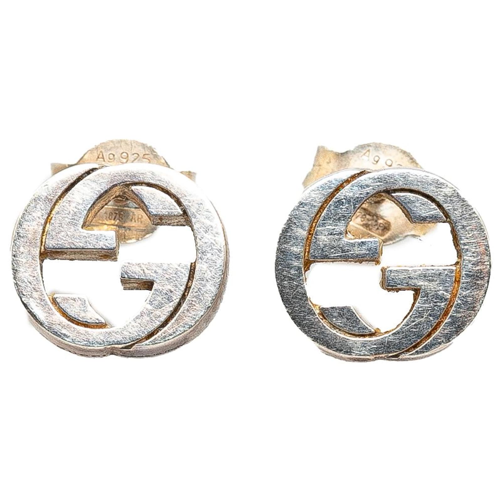 Orecchini Gucci in argento sterling argento con G intrecciato a spinta Metallo ref.1631822 Joli Closet