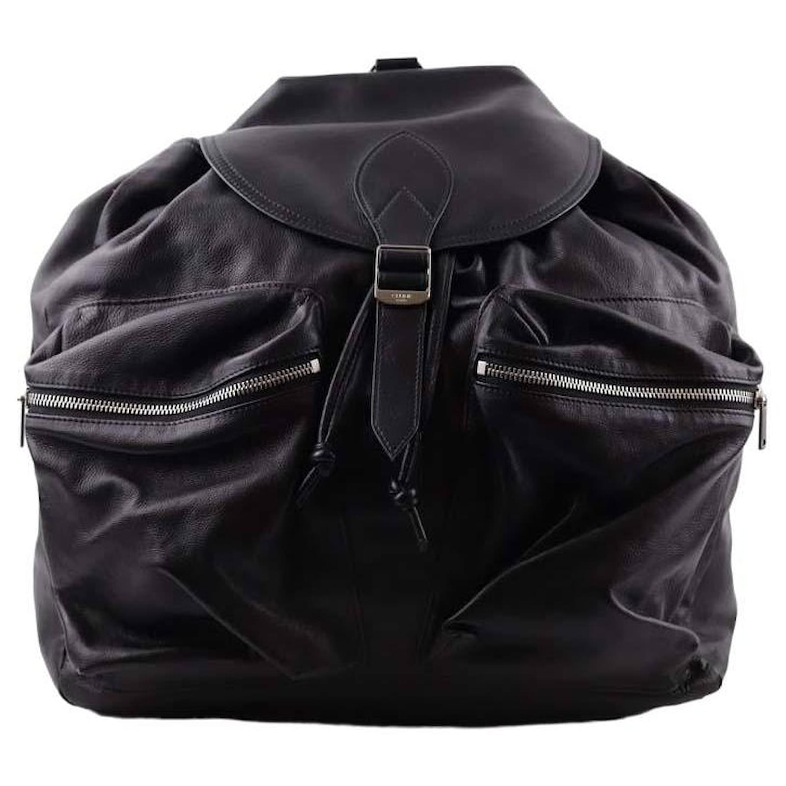 C line Biker leather backpack Black 