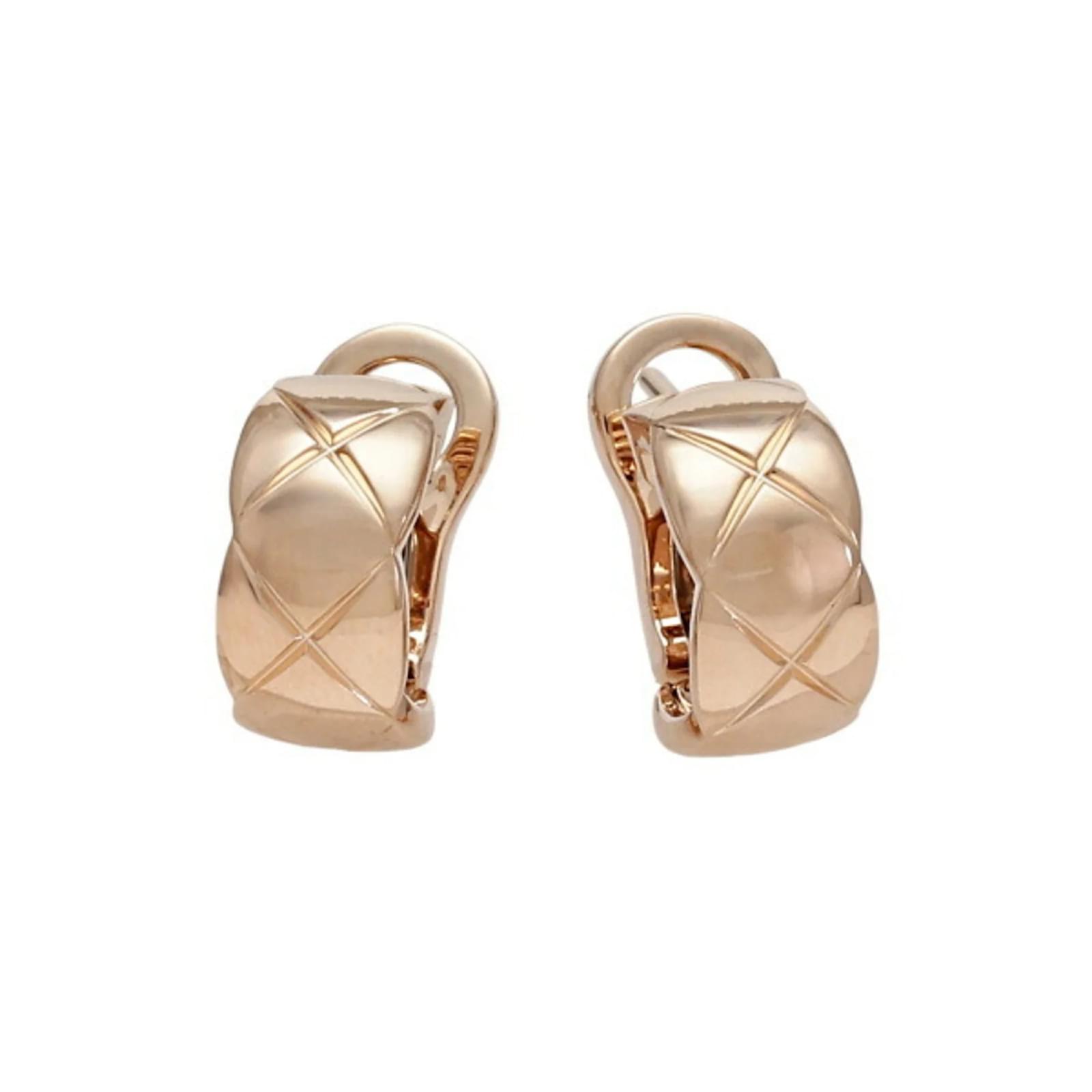 Chanel Coco Crush K18BG Beige Gold Hoop Earrings