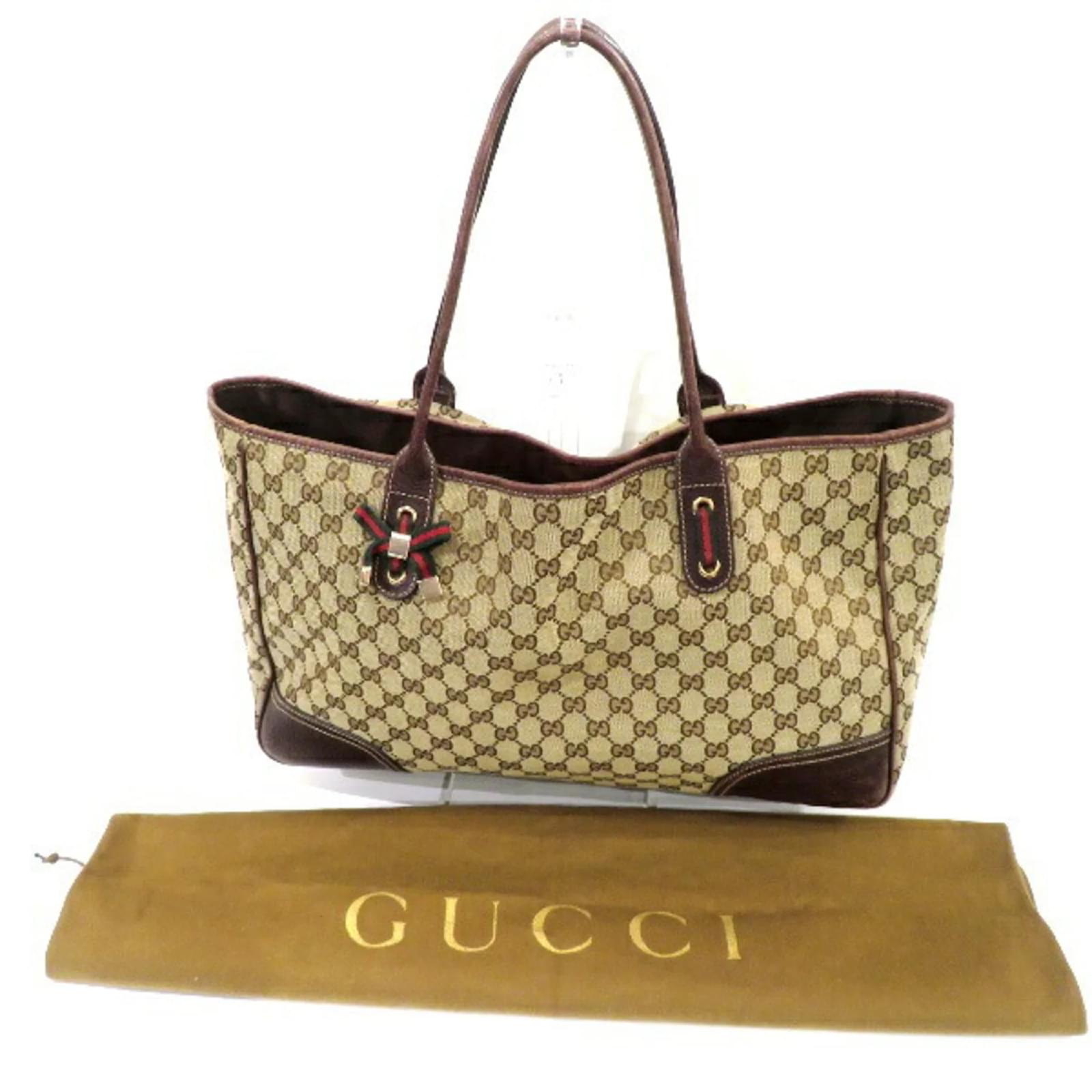 Gucci Sherry Line GG Pattern Tote Bag Brown Leather Cloth ref 