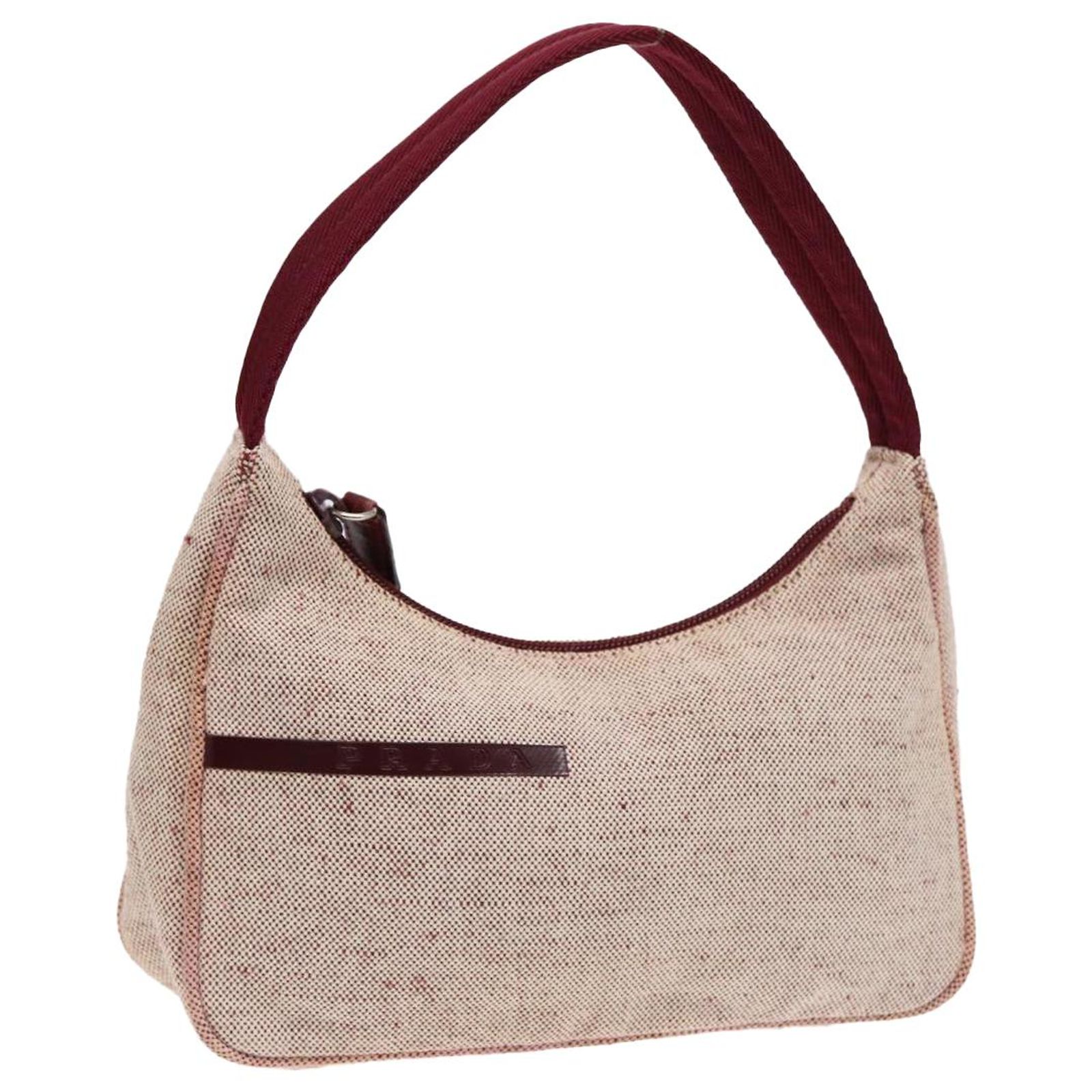 PRADA Sports Shoulder Bag Canvas Gray Silver Auth SW795