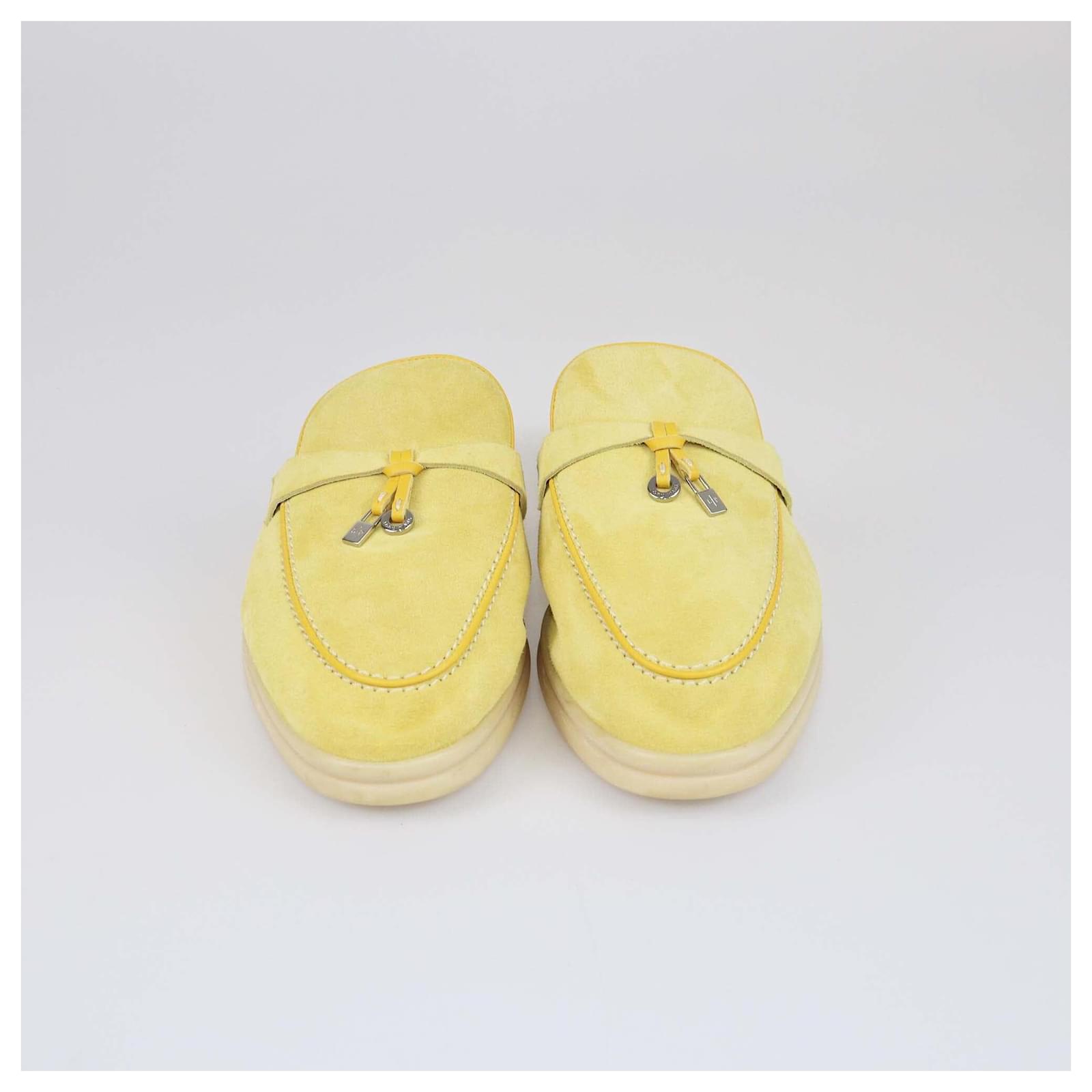 Loro Piana Yellow Summer Charms Walk Babouche Loafers Leather ref