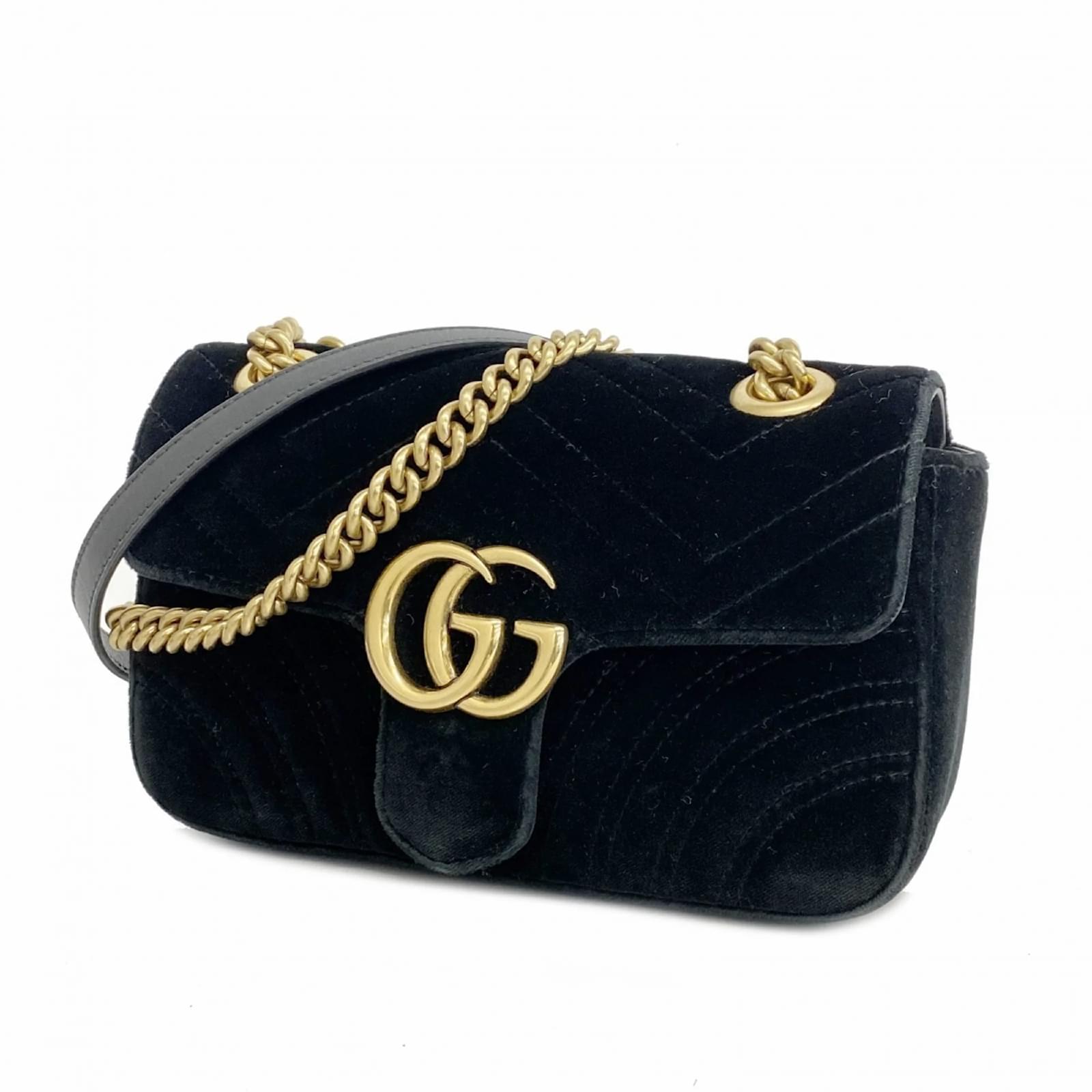 Gucci GG Marmont Velour Shoulder Bag Black ref.1638990