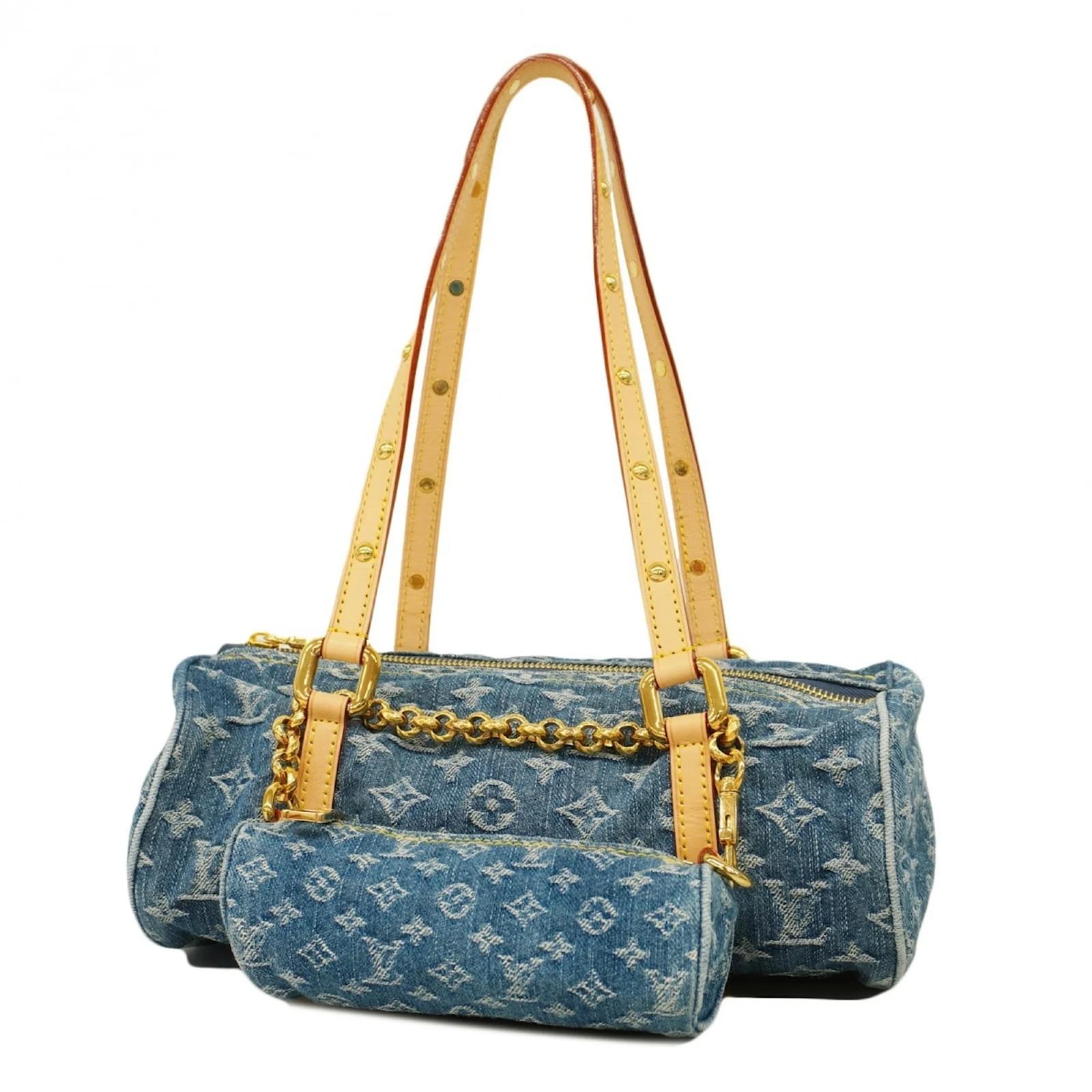 Louis Vuitton Monogram Denim Papillon MM Handbag Blue ref