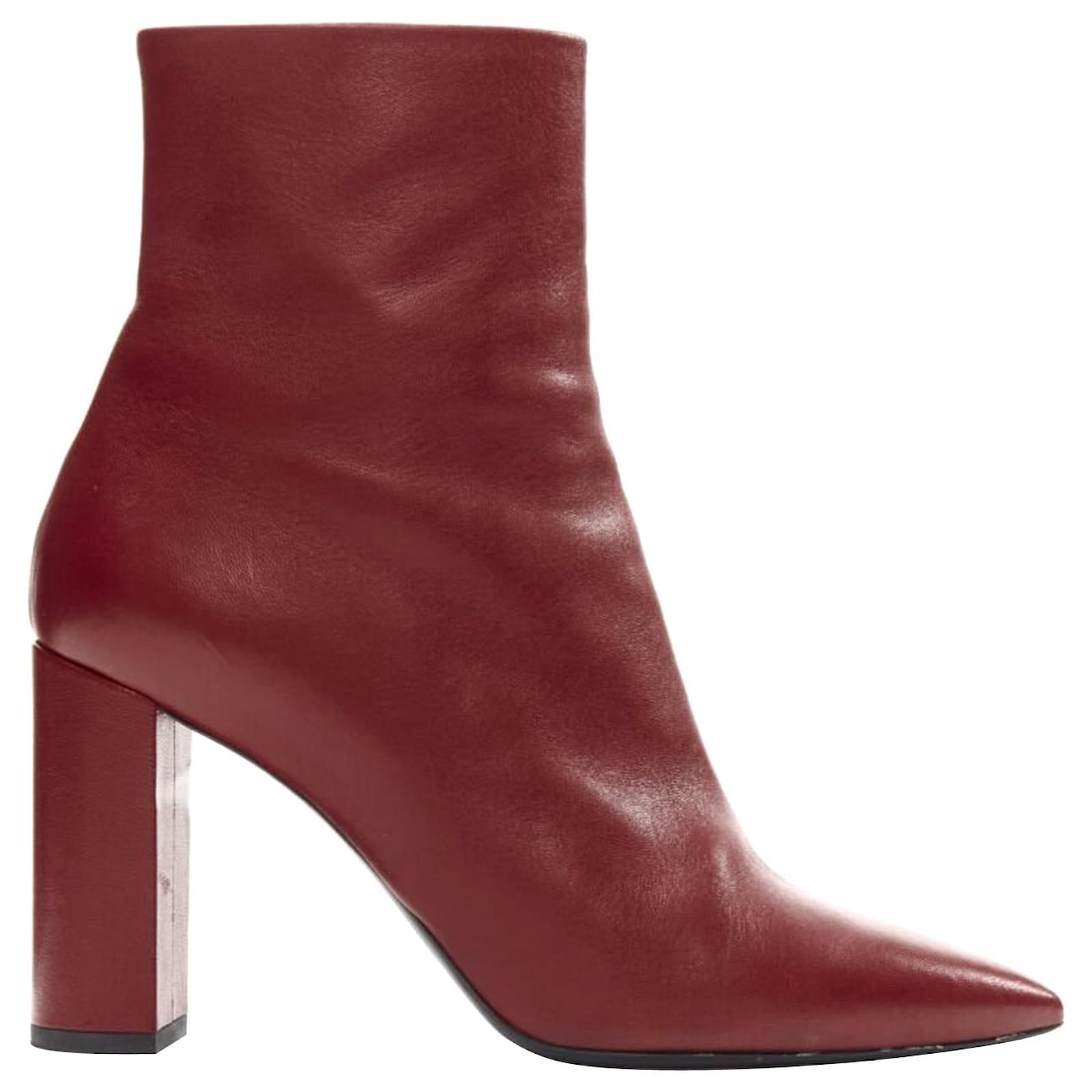 Saint laurent red boots hotsell