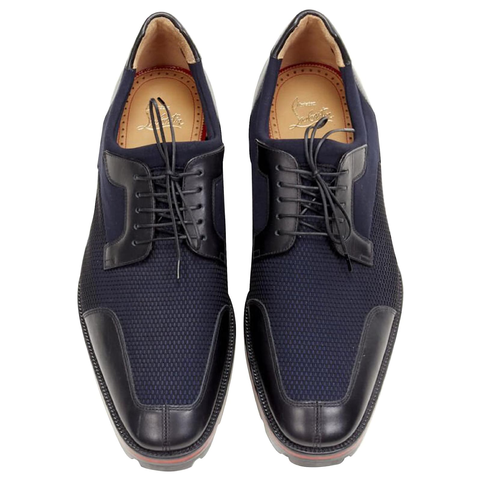 Christian Louboutin Mika Sky Marine Néoprène Cuir Détail Derby