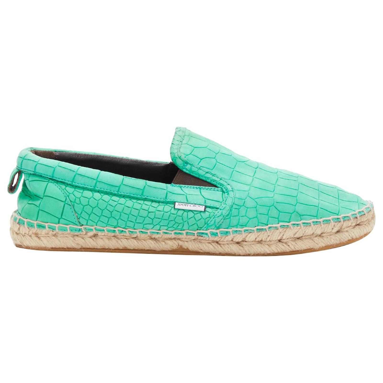 Jimmy Choo Vlad Mint Green Embossed Scaled Leather Espadrilles Eu42 ref.1641745 Joli Closet