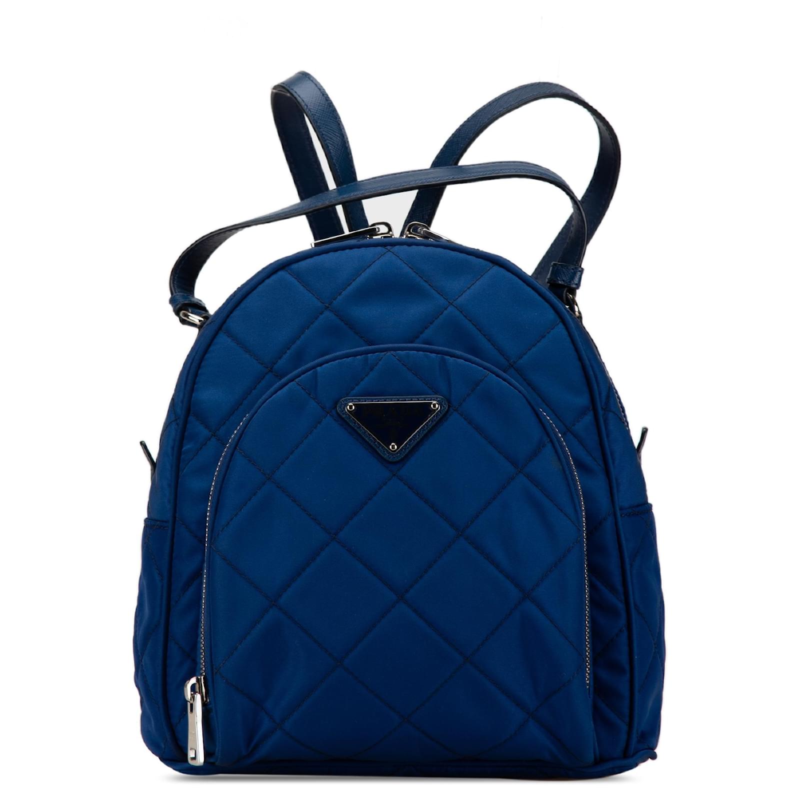 Prada Blue Tessuto Impuntu Backpack Nylon Cloth Joli