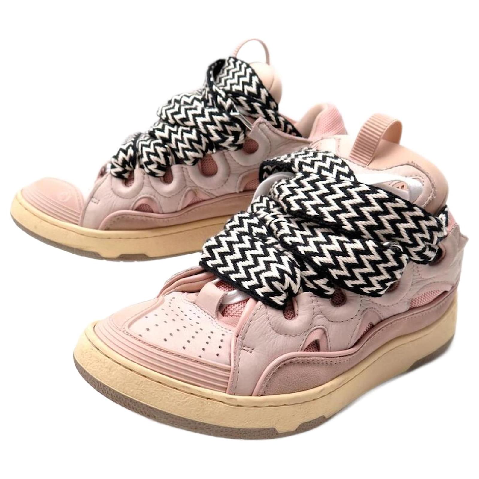 LANVIN CURB FW-SKDK02-DRA2-A21 39 PINK SUEDE SNEAKERS BOX