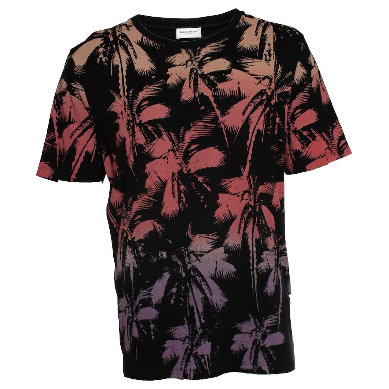 Saint Laurent, Paris SS20 Dip-dye palm t-shirt Black Multiple 