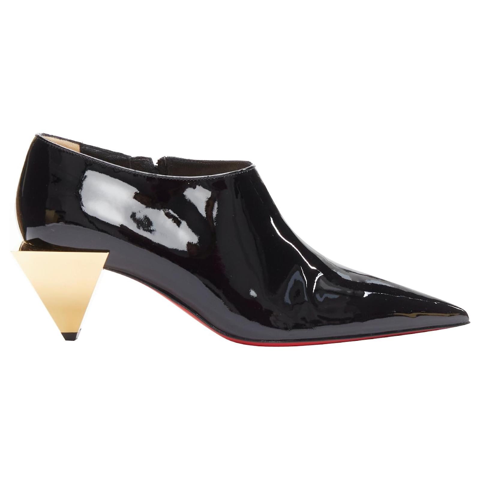 Christian Louboutin Xilobooties 55 Talon Pyramid Or Escarpin Verni