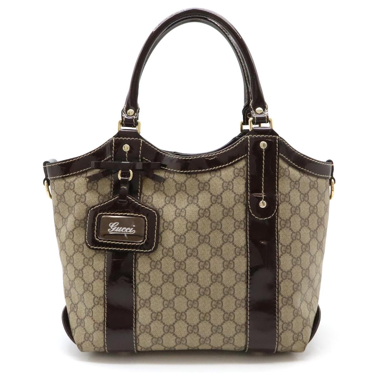 グッチ GGスプリーム リボン 2wayトートバッグ 203521 Gucci GG Supreme Ribbon 2way Tote Bag 203521 Brown Leather