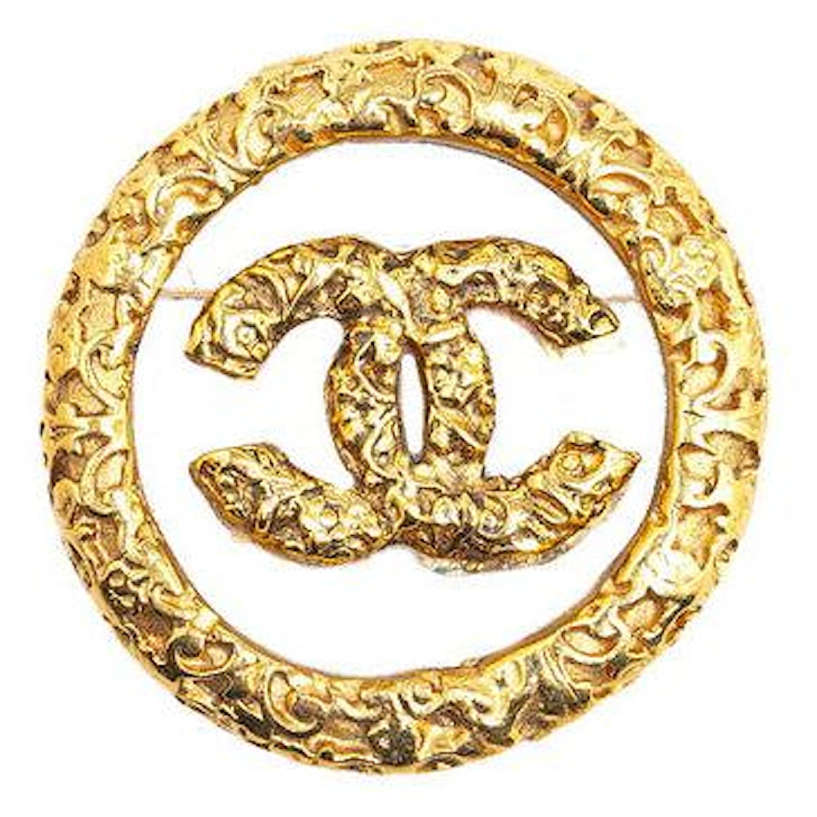 Chanel Gold-Plated Coco Mark Lava Brooch Plastic 03A Golden ref