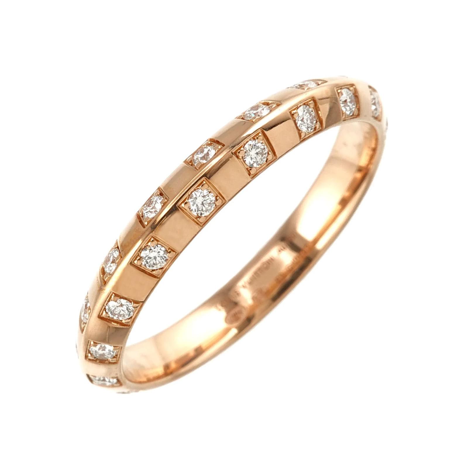 Louis Vuitton Damier #63 Diamond Band Ring Pink gold