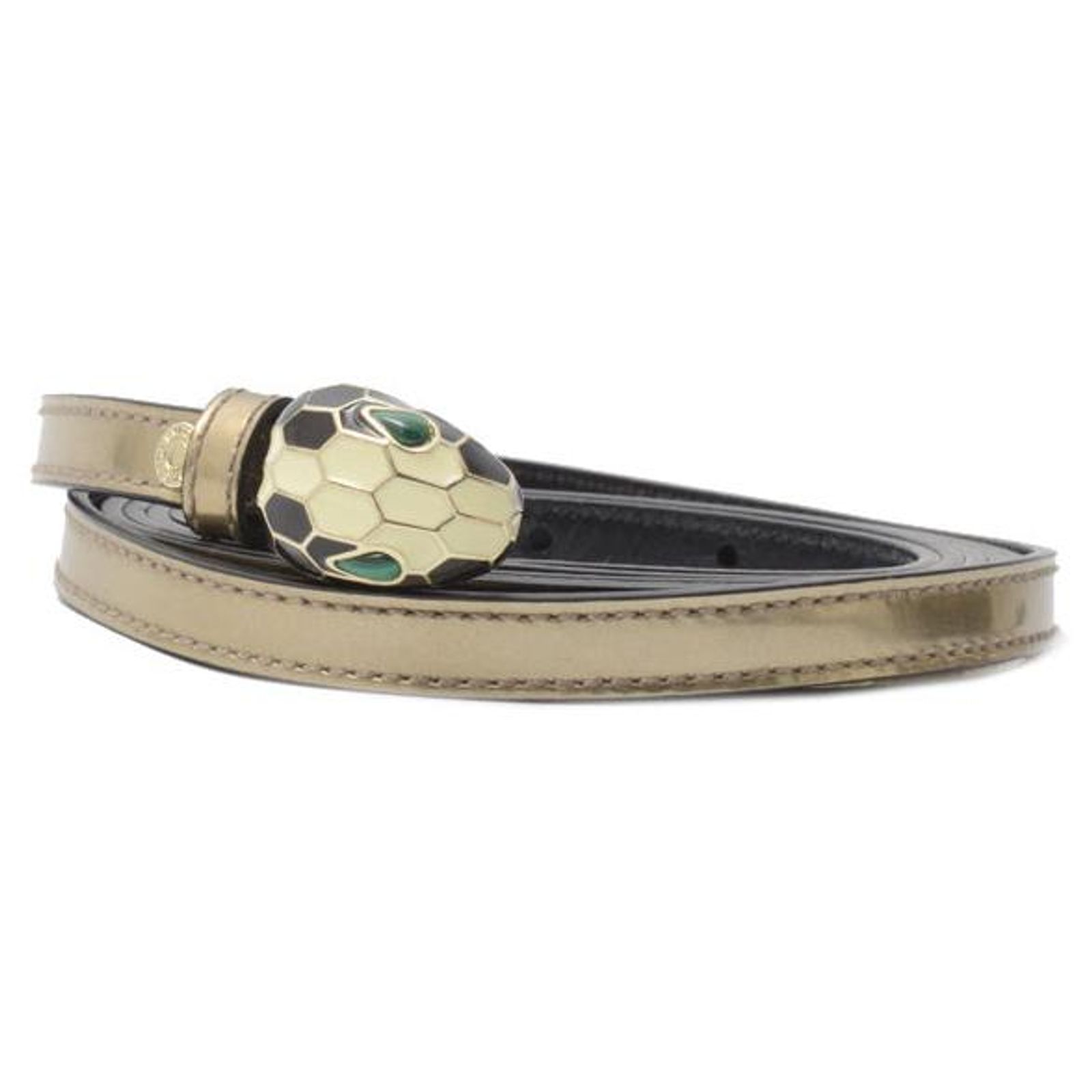 Autre Marque Bvlgari Serpenti Leather Belt Metallic Gold 