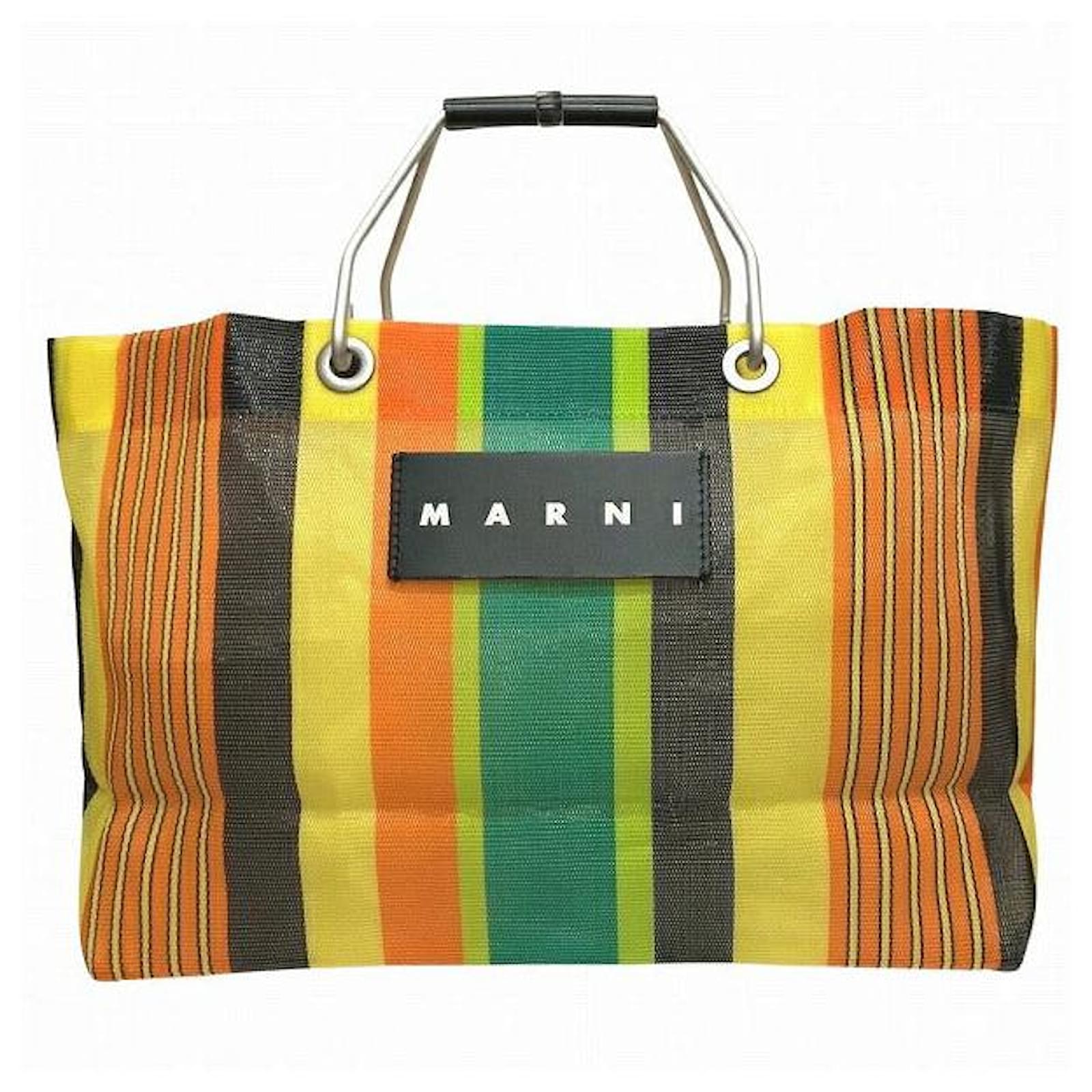 Autre Marque Marni Flower Cafe Stripe Mesh Tote Bag Multiple