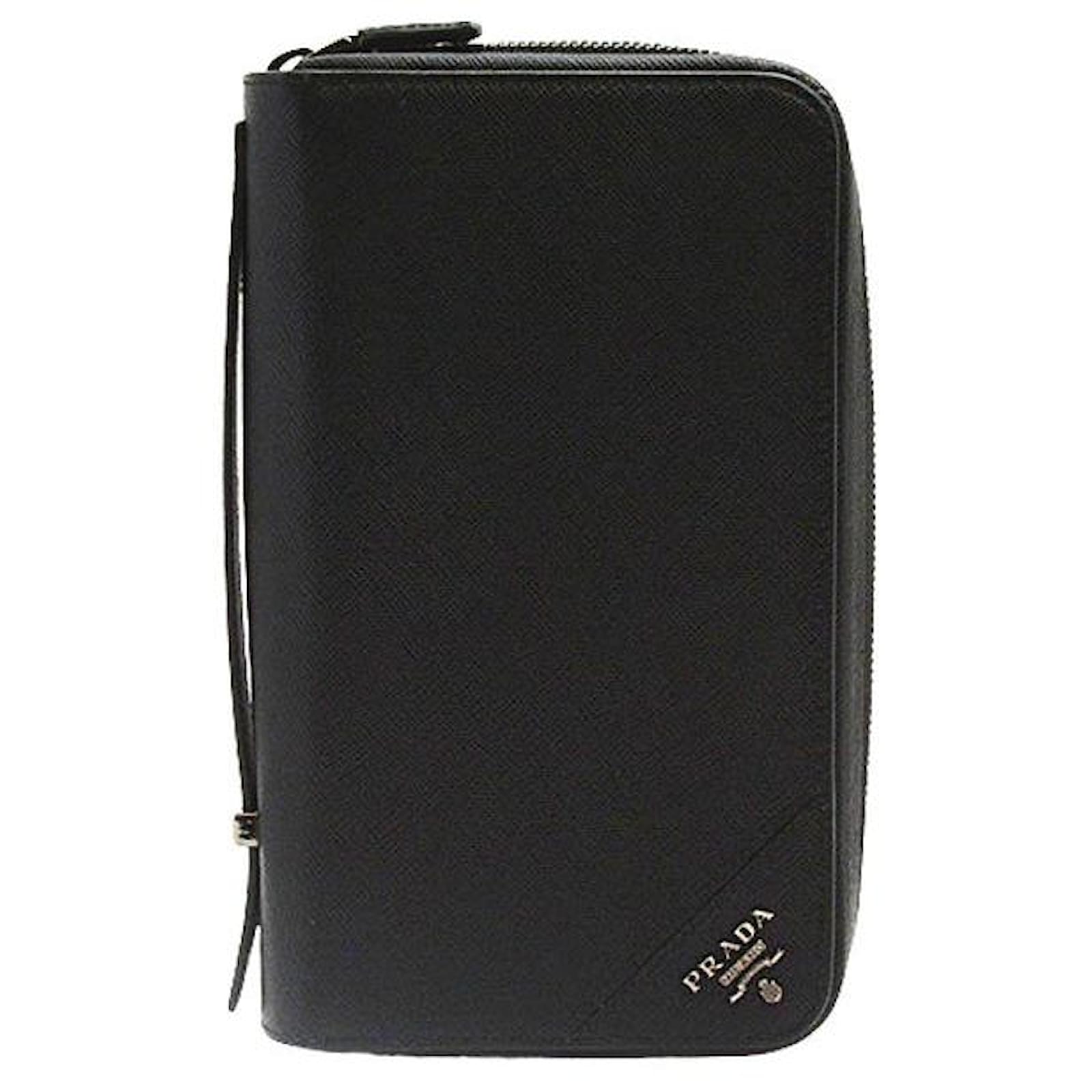 Prada Saffiano Leather Document Holder Long Wallet 2ML027 Black