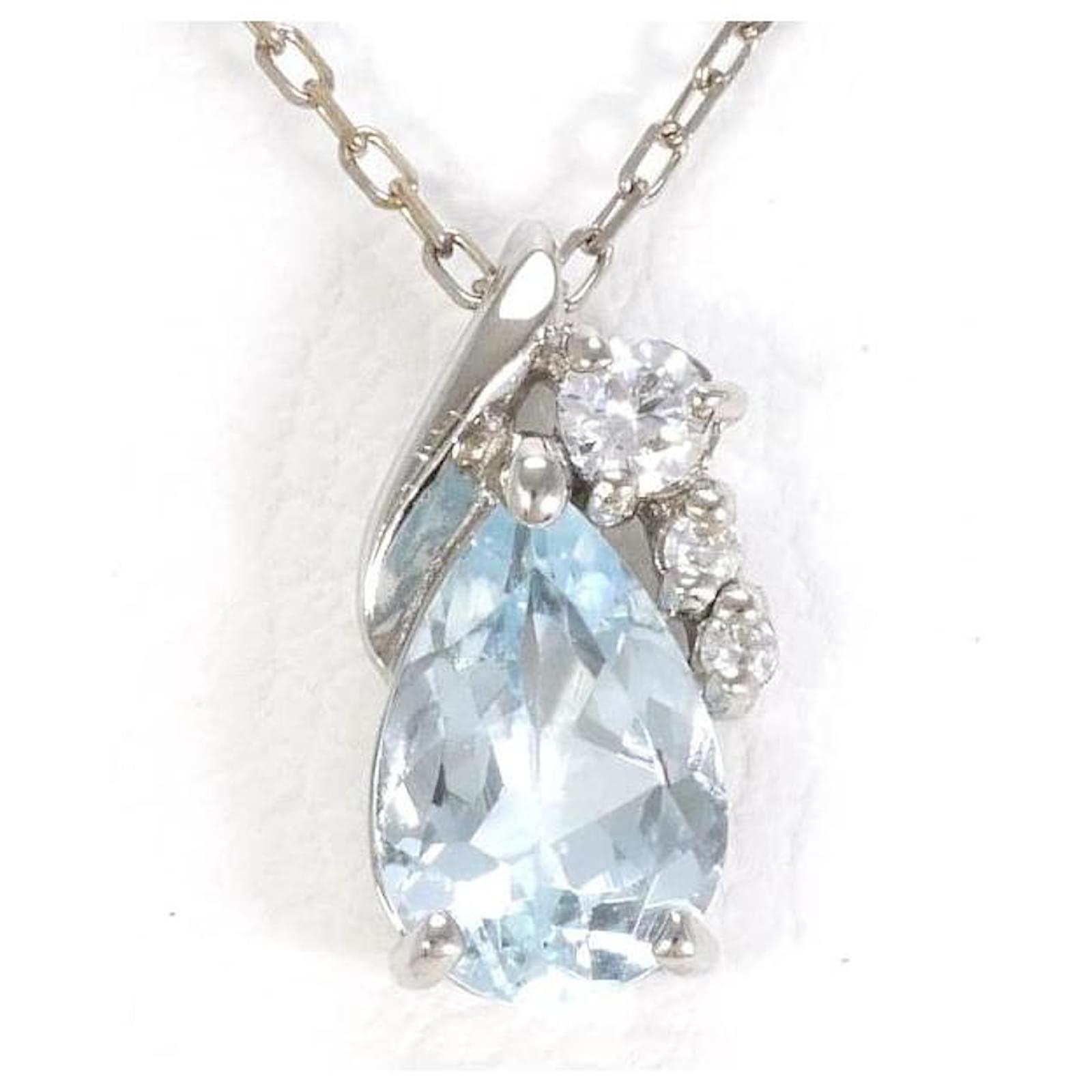 Autre Marque K10 White Gold Aquamarine Necklace Metal ref.1649932 