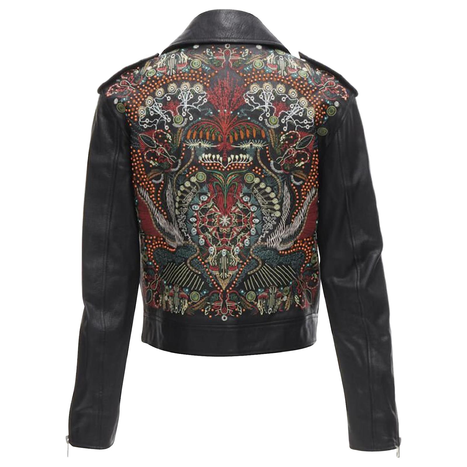 CHRISTIAN DIOR black goatskin leather bead embroidery back