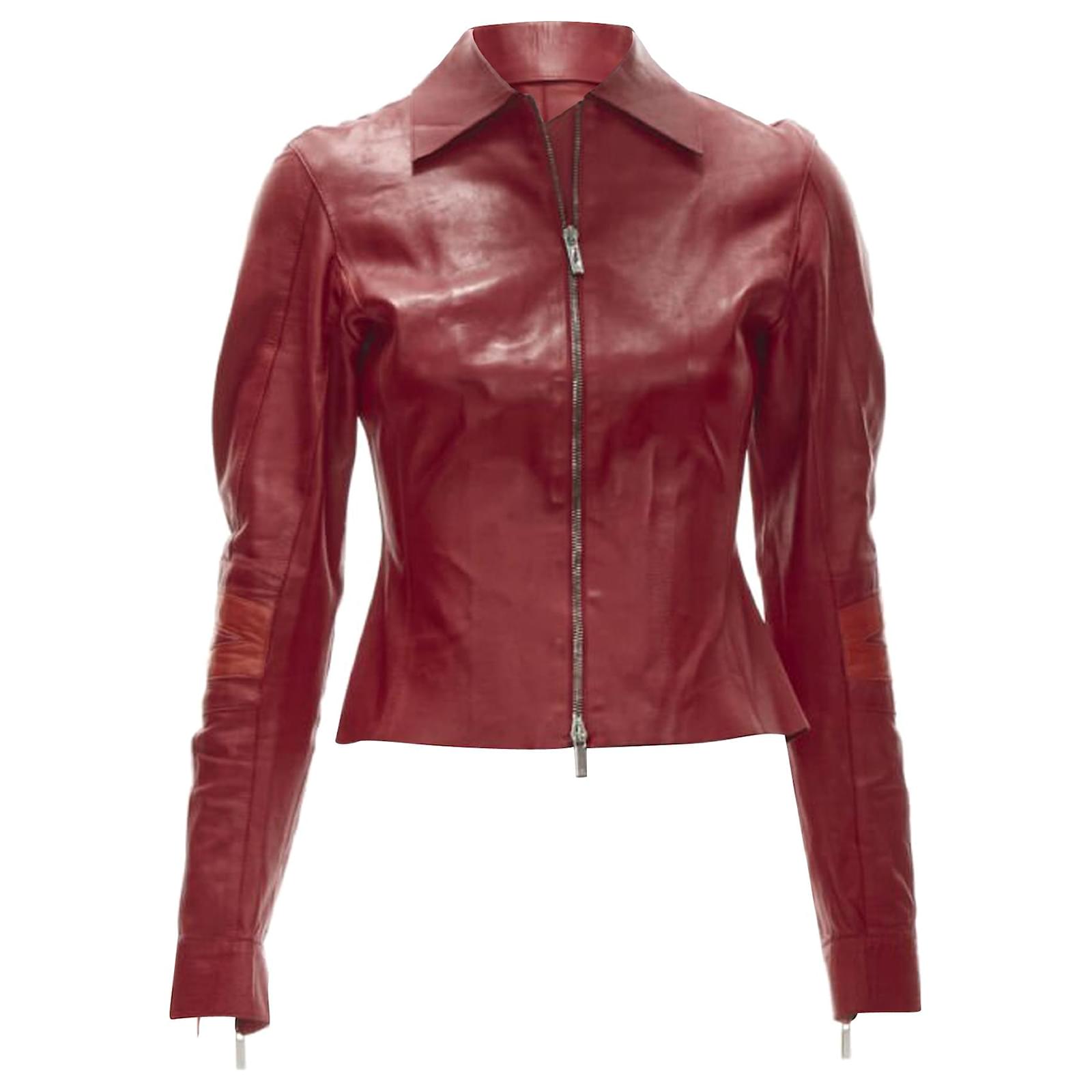 GUCCI TOM FORD Vintage Y2K red minimalist moto sleeves GUCCI TOM FORD Vintage Y2K red minimalist moto sleeves