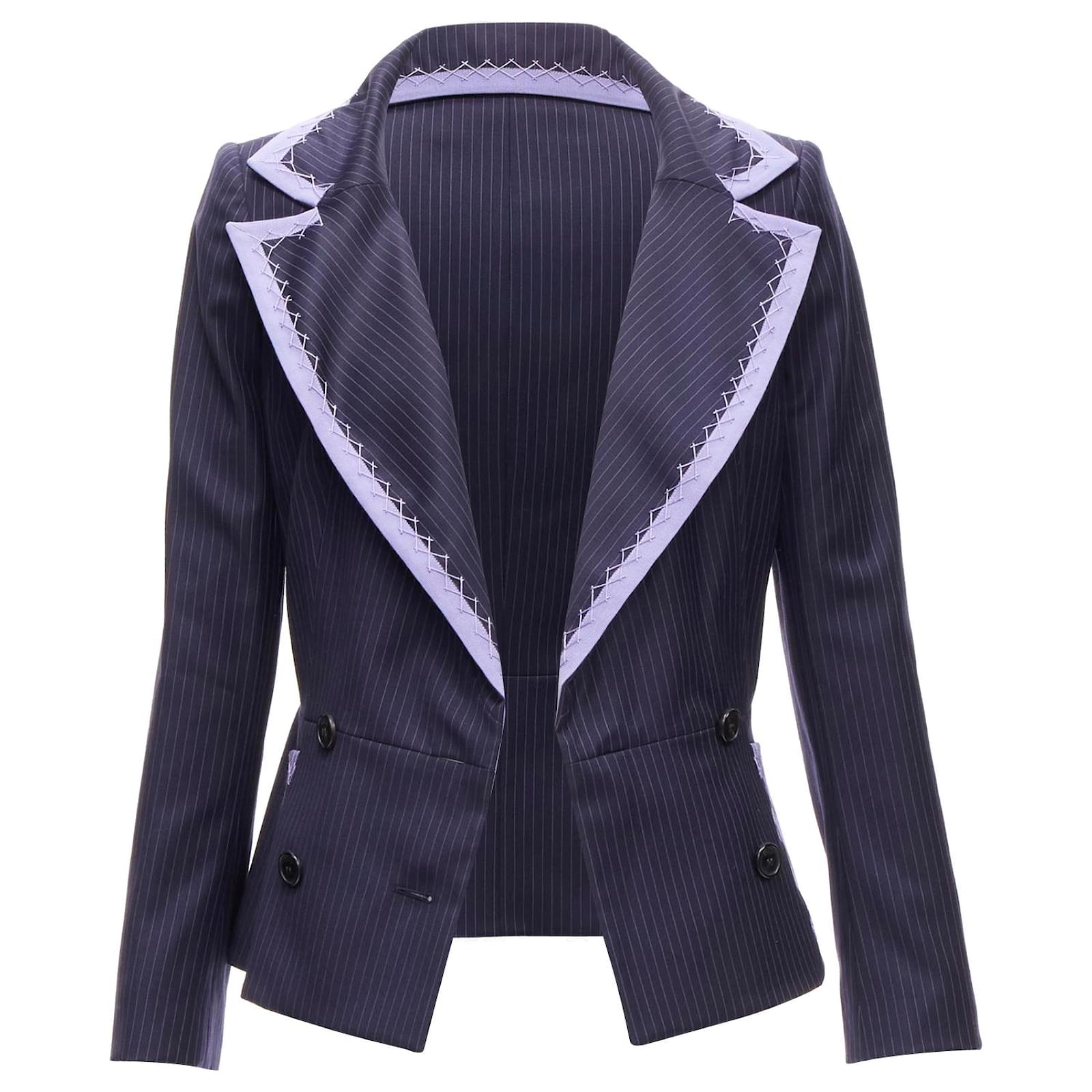 Christian Dior John Galliano Vintage Navy Purple Topstitch Bar