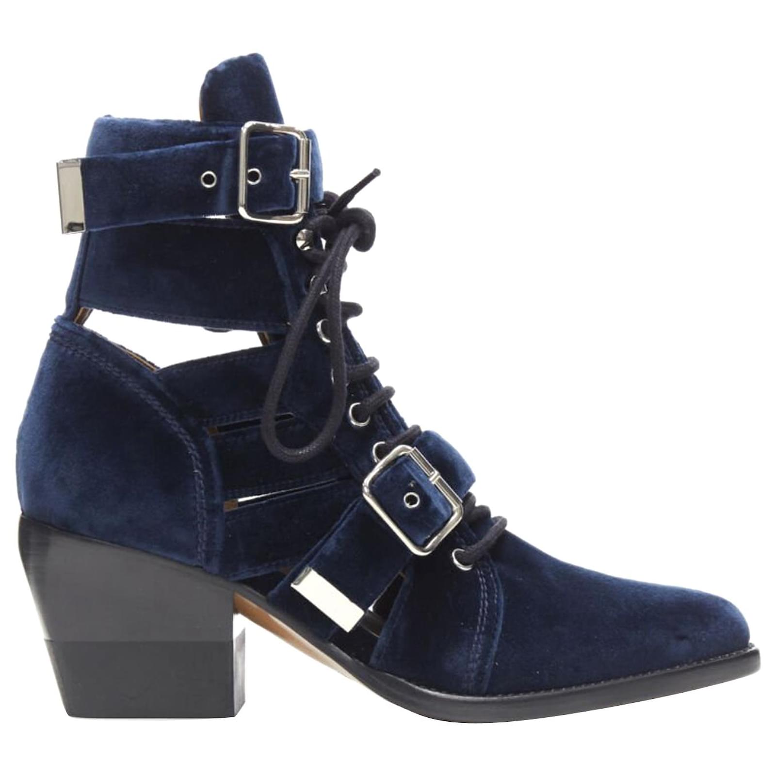 Buckle Chloe Rylee Cutout Boot Chloé Chloe Rylee Blue Velvet