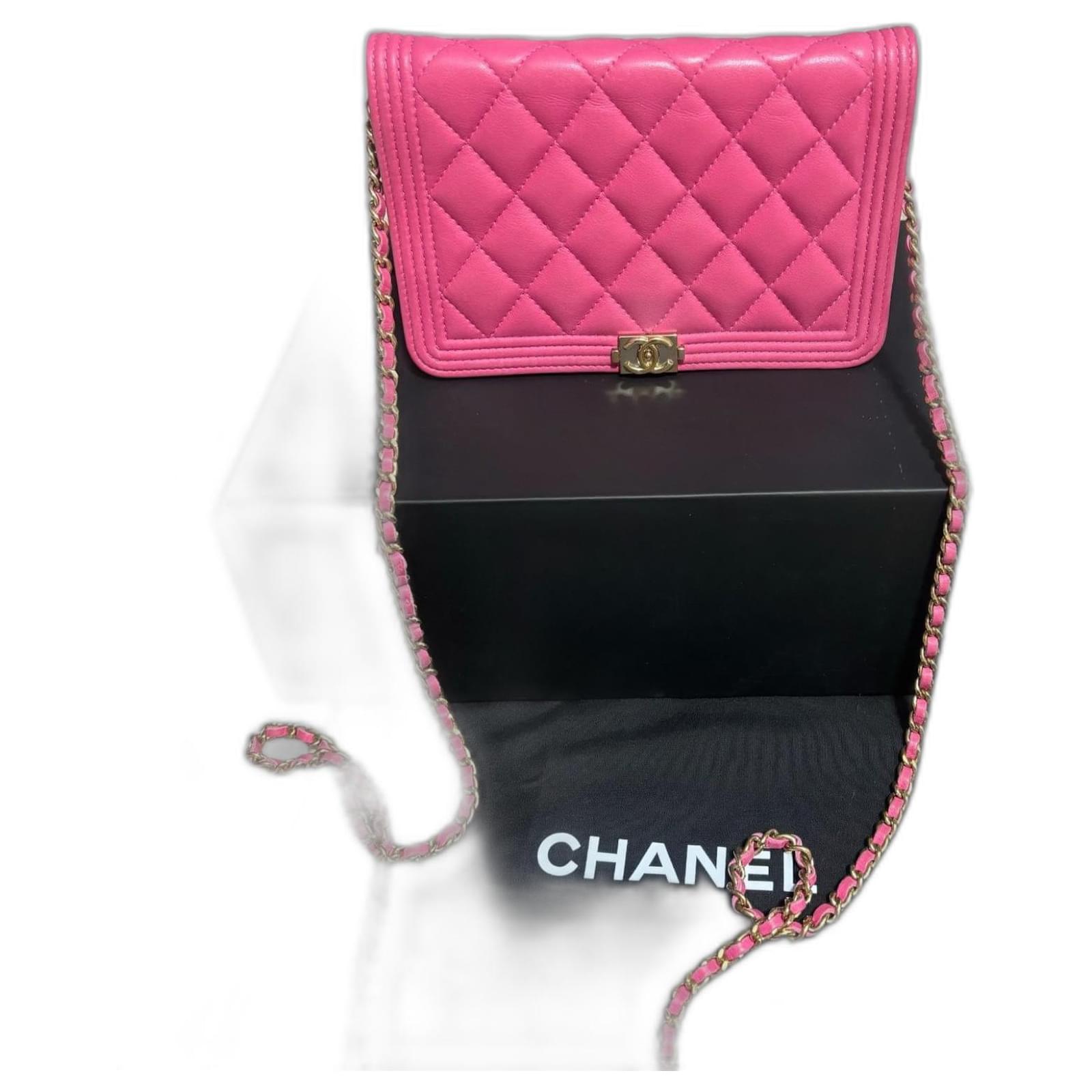 Purses Wallets Cases Chanel 2017 2018 Pink Chanel Boy Wallet On Chain WOC