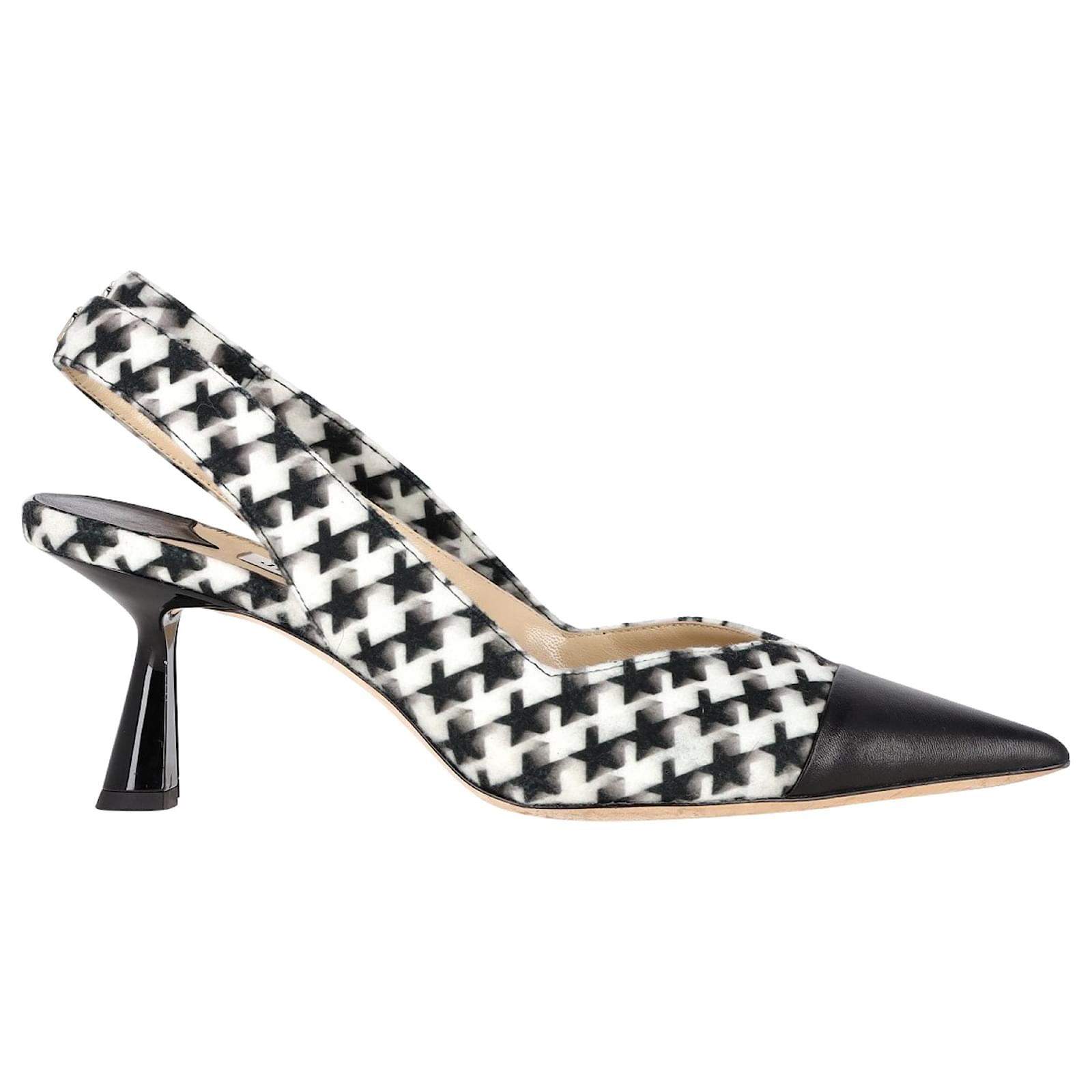 Jimmy Choo Liya 65 Star Houndstooth Slingback Pumps in Black