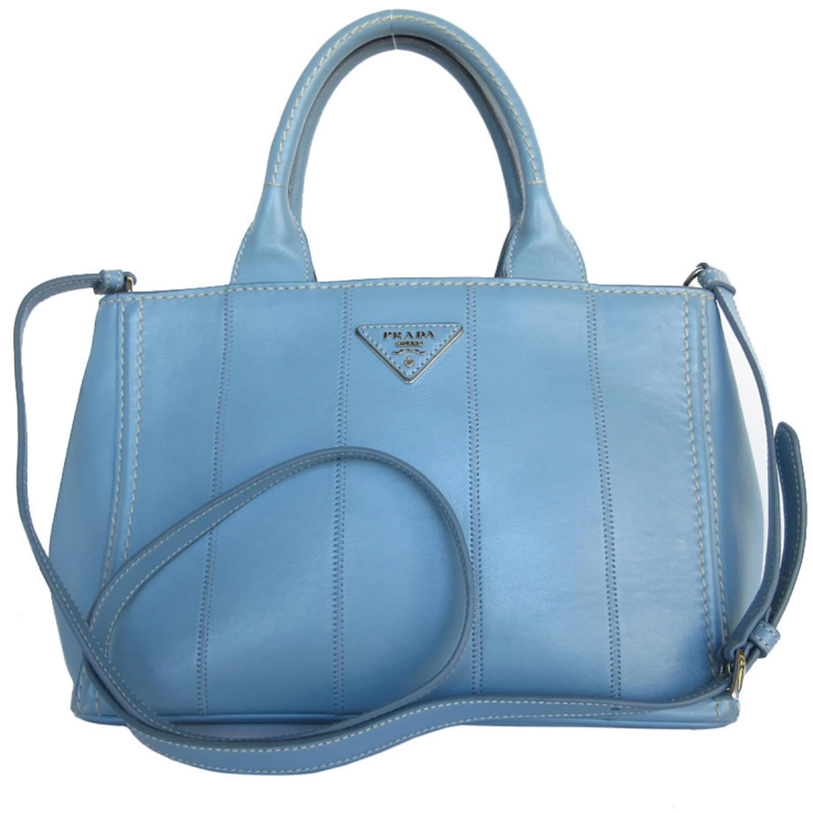 Sac à main en cuir bleu clair Prada Joli Closet