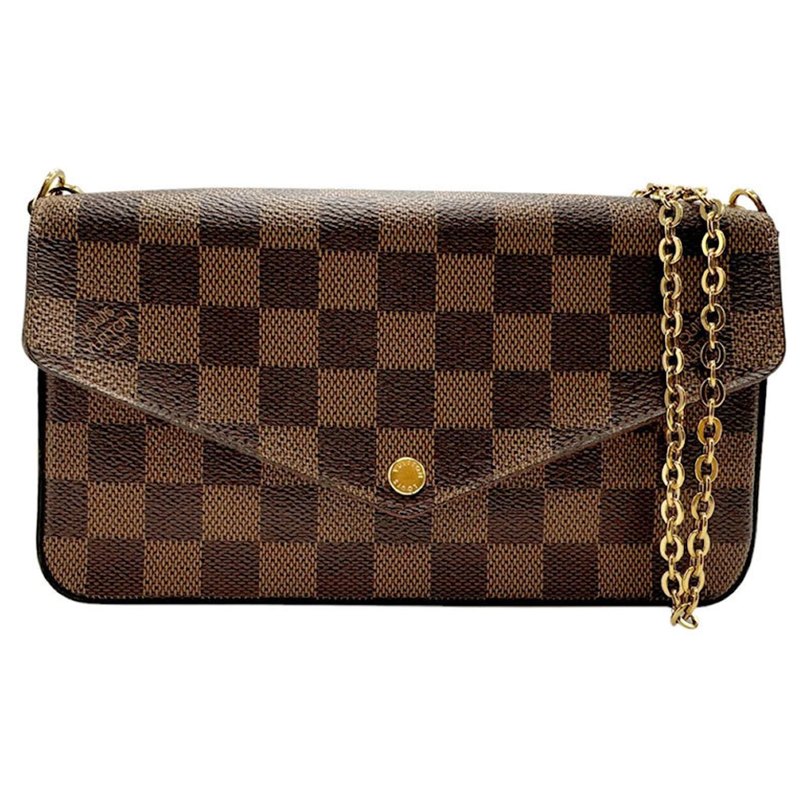 Louis Vuitton Damier Pochette Felicie Chain Wallet Damier ebene Cloth  ref.1662355 - Joli Closet