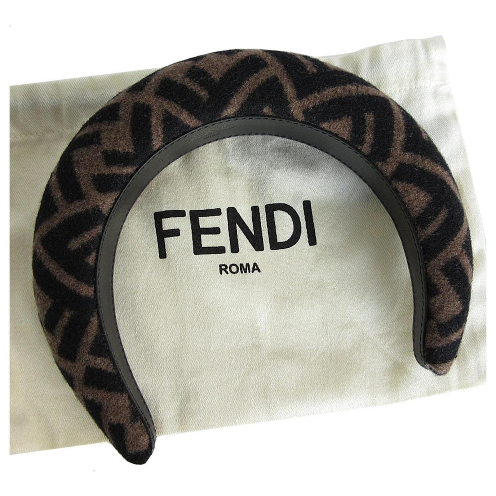 Fendi Zucca Fabric Headband Brown Black ref.1662421 Joli Closet