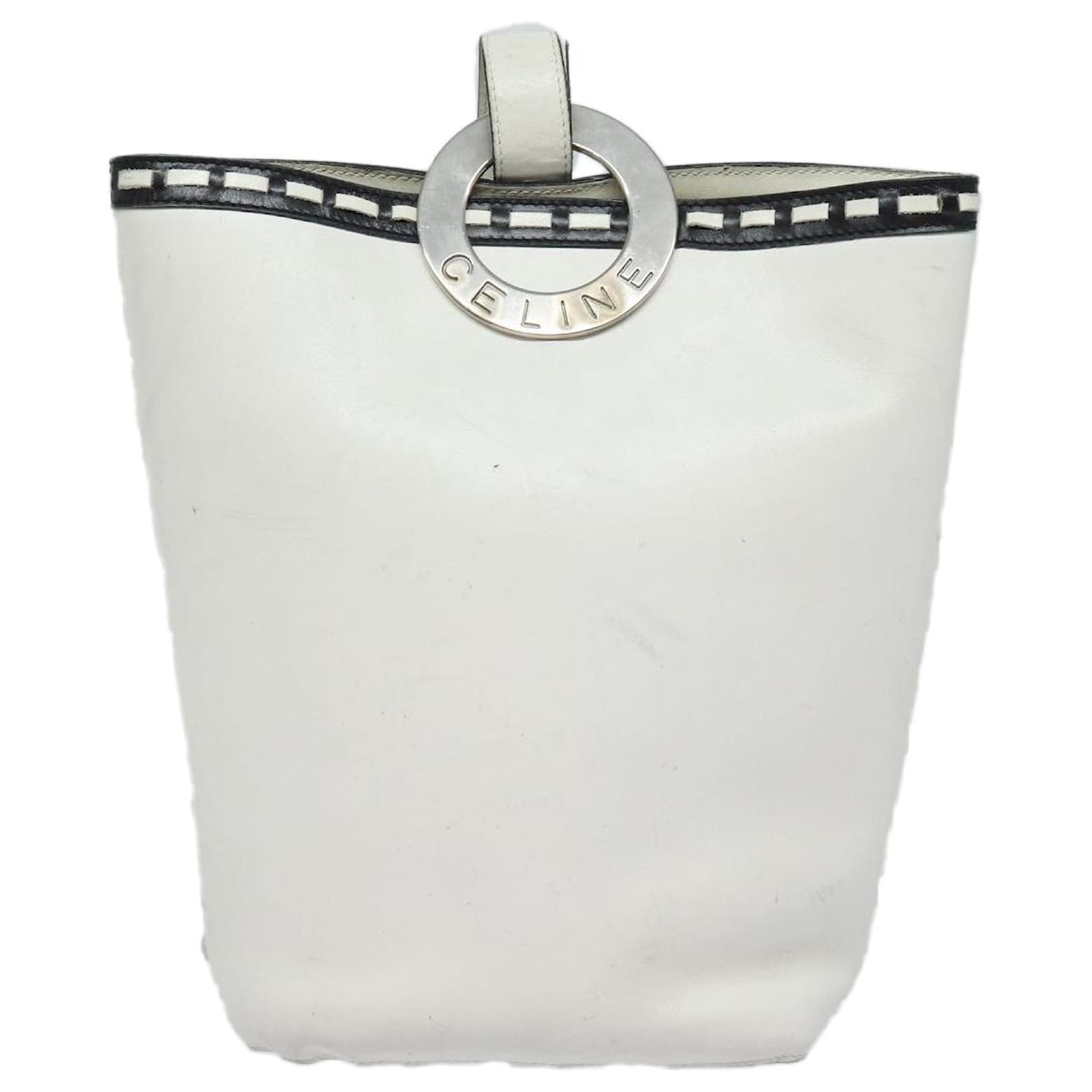 Celine Clasp Bucket White Leather ref.1662539 Joli Closet