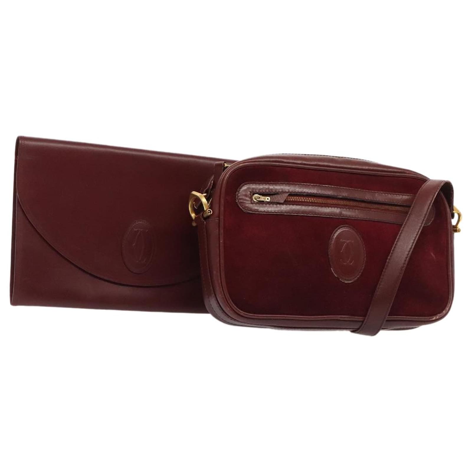 Cartier Clutch Clutch Bordeaux Wildleder CARTIER Clutch Bag Aus