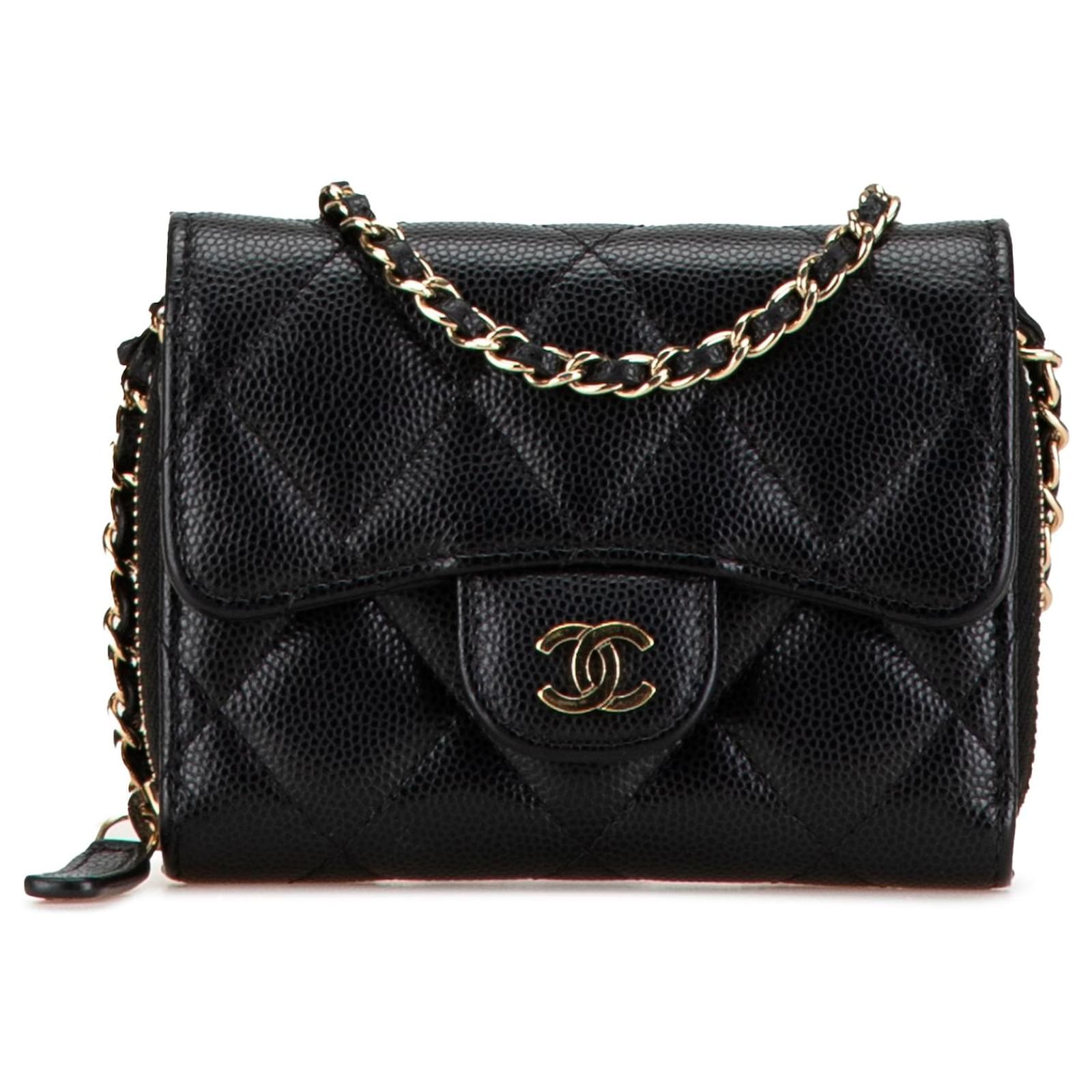 Pochette a pieces en caviar noir Chanel Classic avec chaine pour sac bandouliere Cuir ref.1663501 Joli Closet