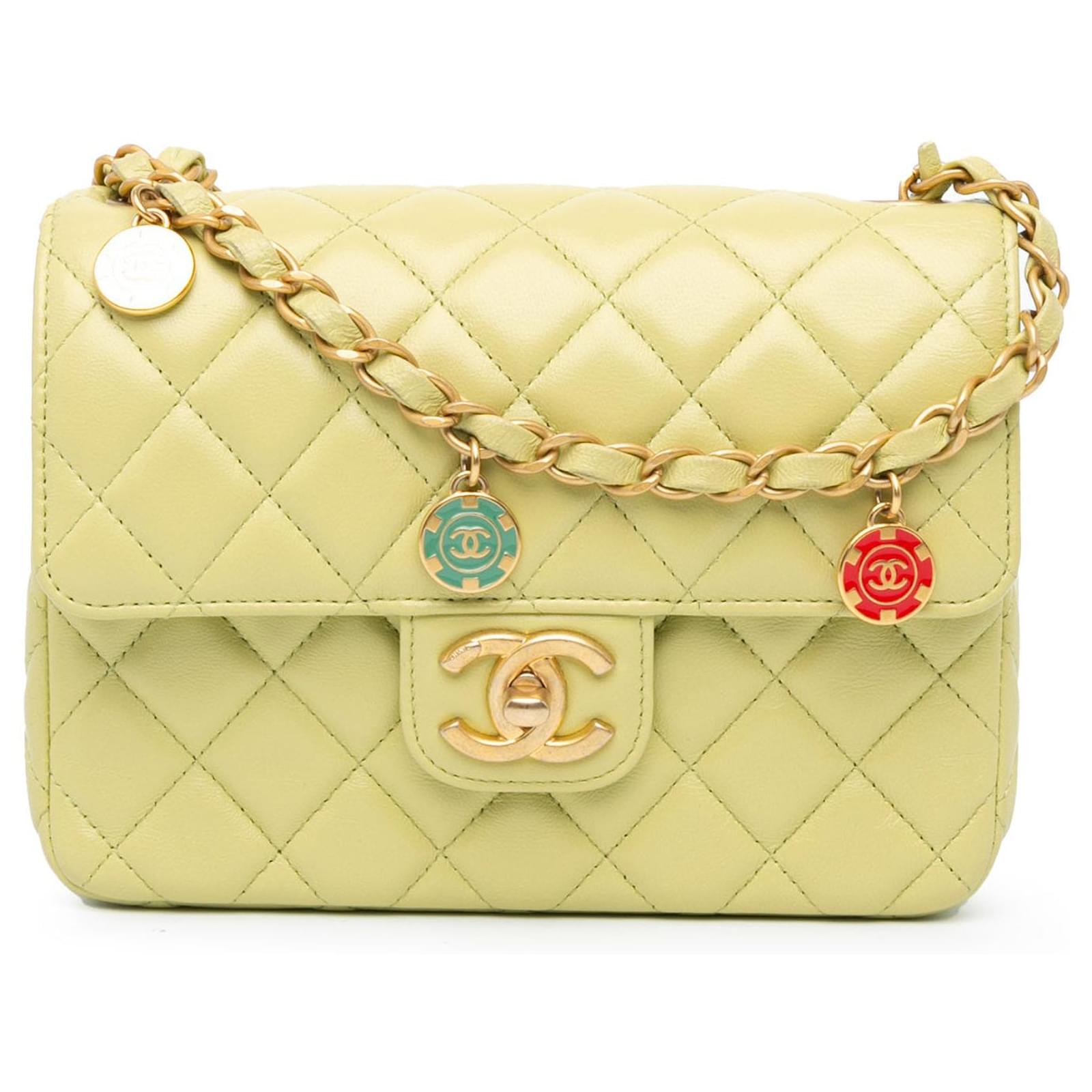 Green Chanel Small Classic Lambskin Casino Royale Charms Single