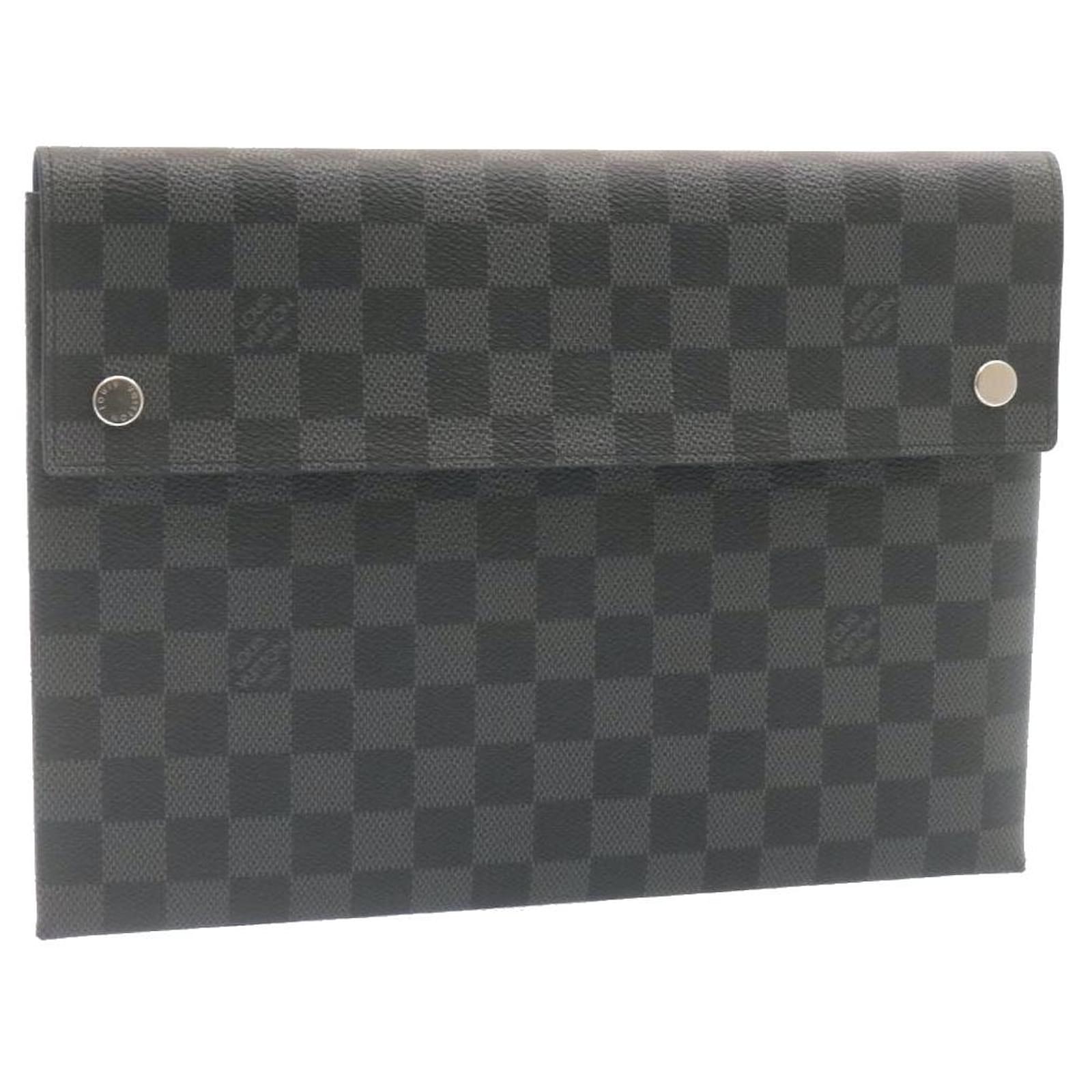 LOUIS VUITTON Damier Graphite Alpha Triple Pouch Clutch Bag N60255 LV Auth jk293 Leinwand ref.1663847 Joli Closet