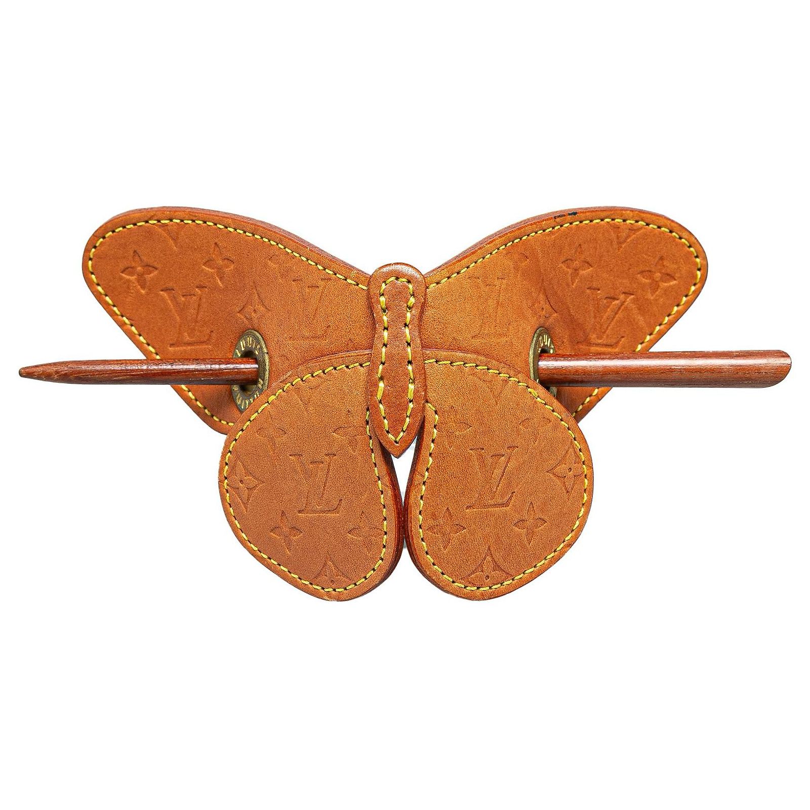 Brown Louis Vuitton Monogram Butterfly Barrette Hair Pick 