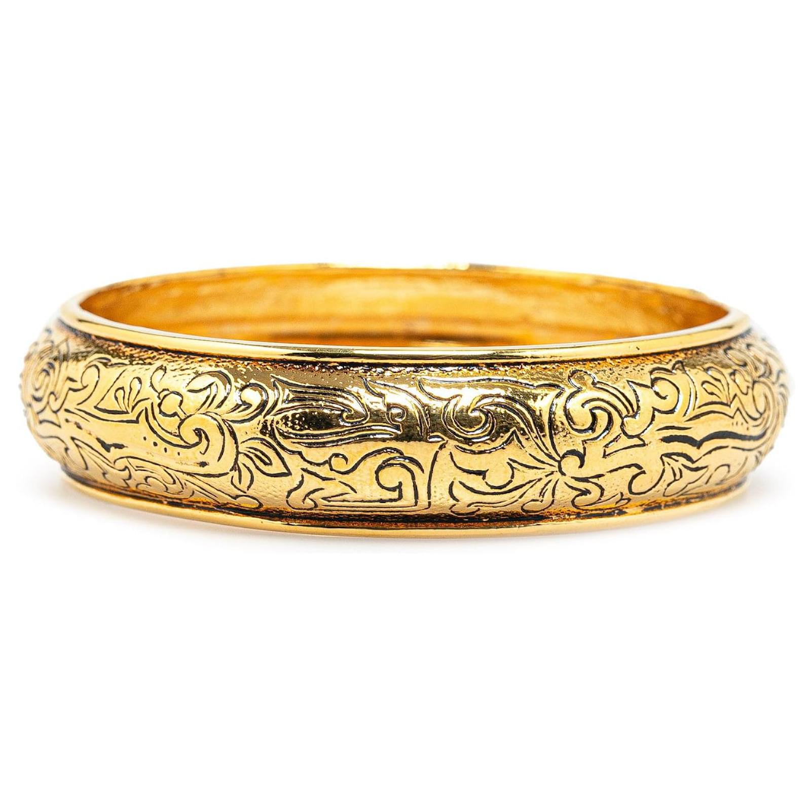 Gold Yves Saint Laurent Gold Plated Floral Arabesques Bangle