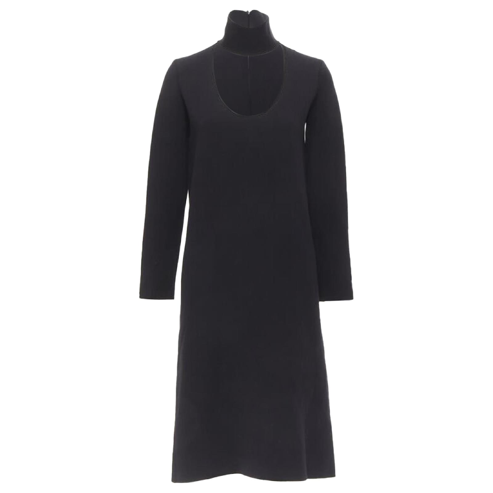 Bottega Veneta 2019 Runway Black Thick Wool Blend Cut Out