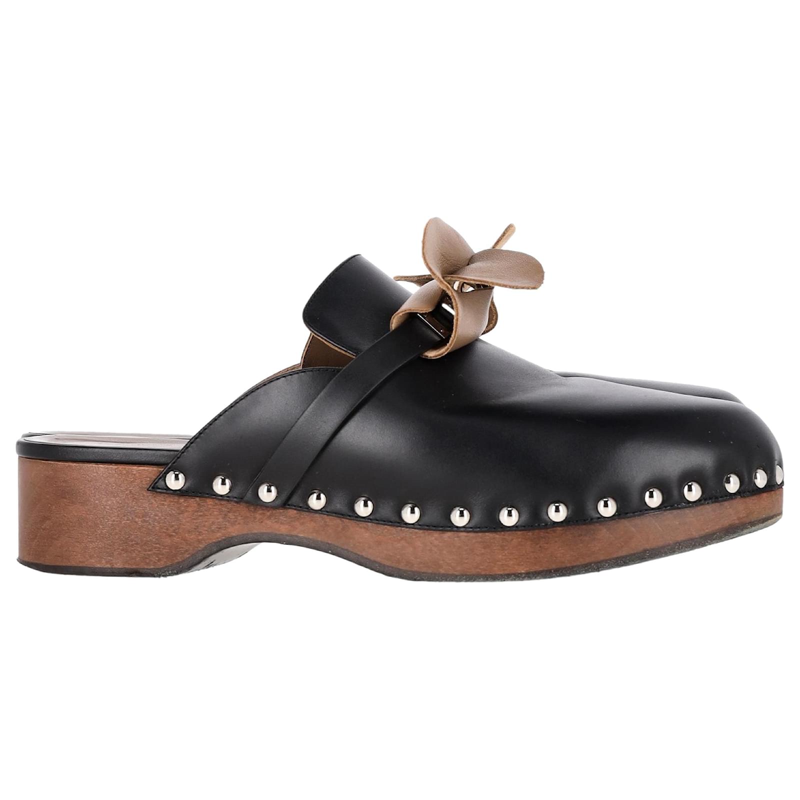 Mules Carlotta Hermes en cuir de veau noir Veau facon poulain ref.1665502 Joli Closet